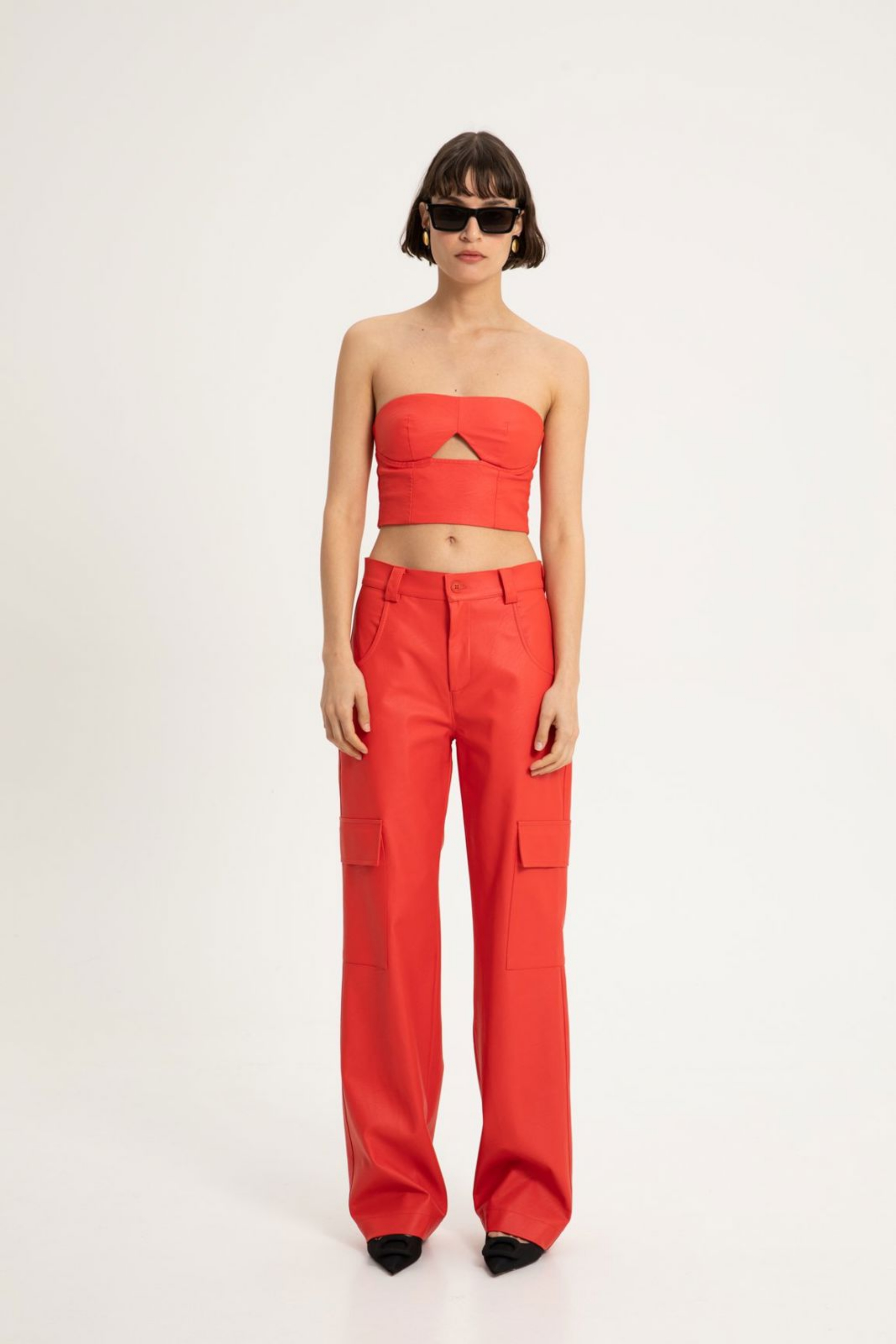 Picture of Delia Faux Leather Cargo Pants