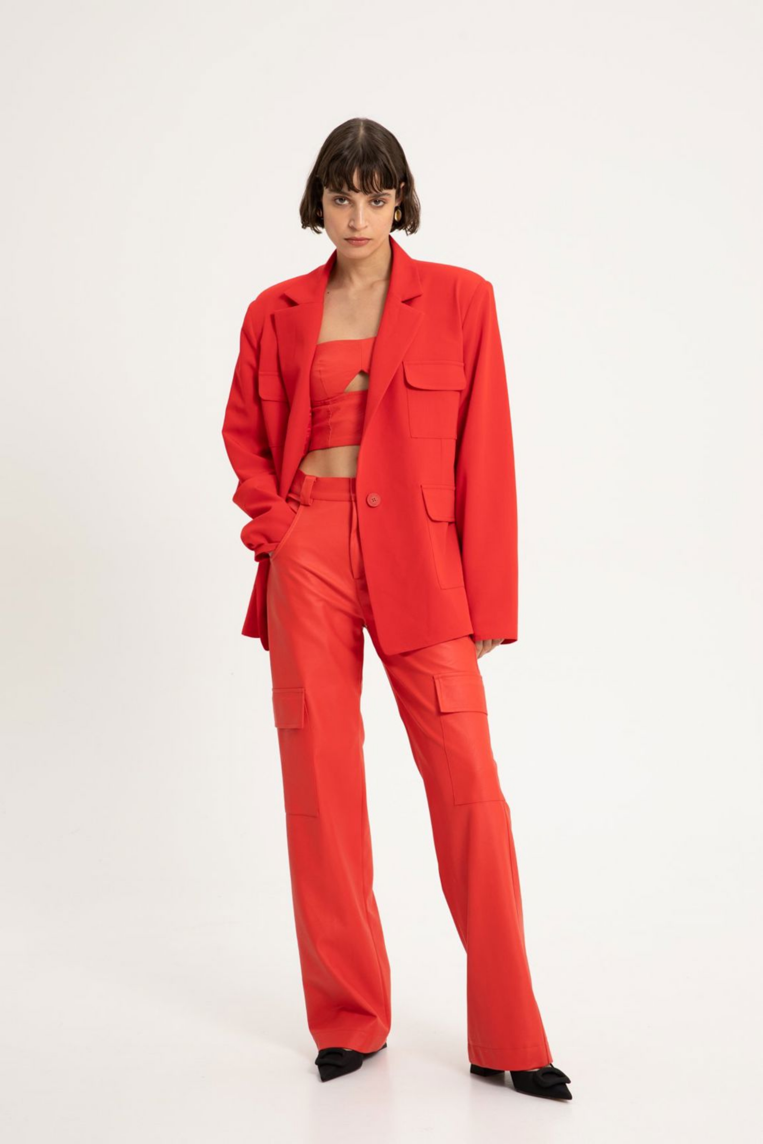 Picture of Delia Faux Leather Cargo Pants