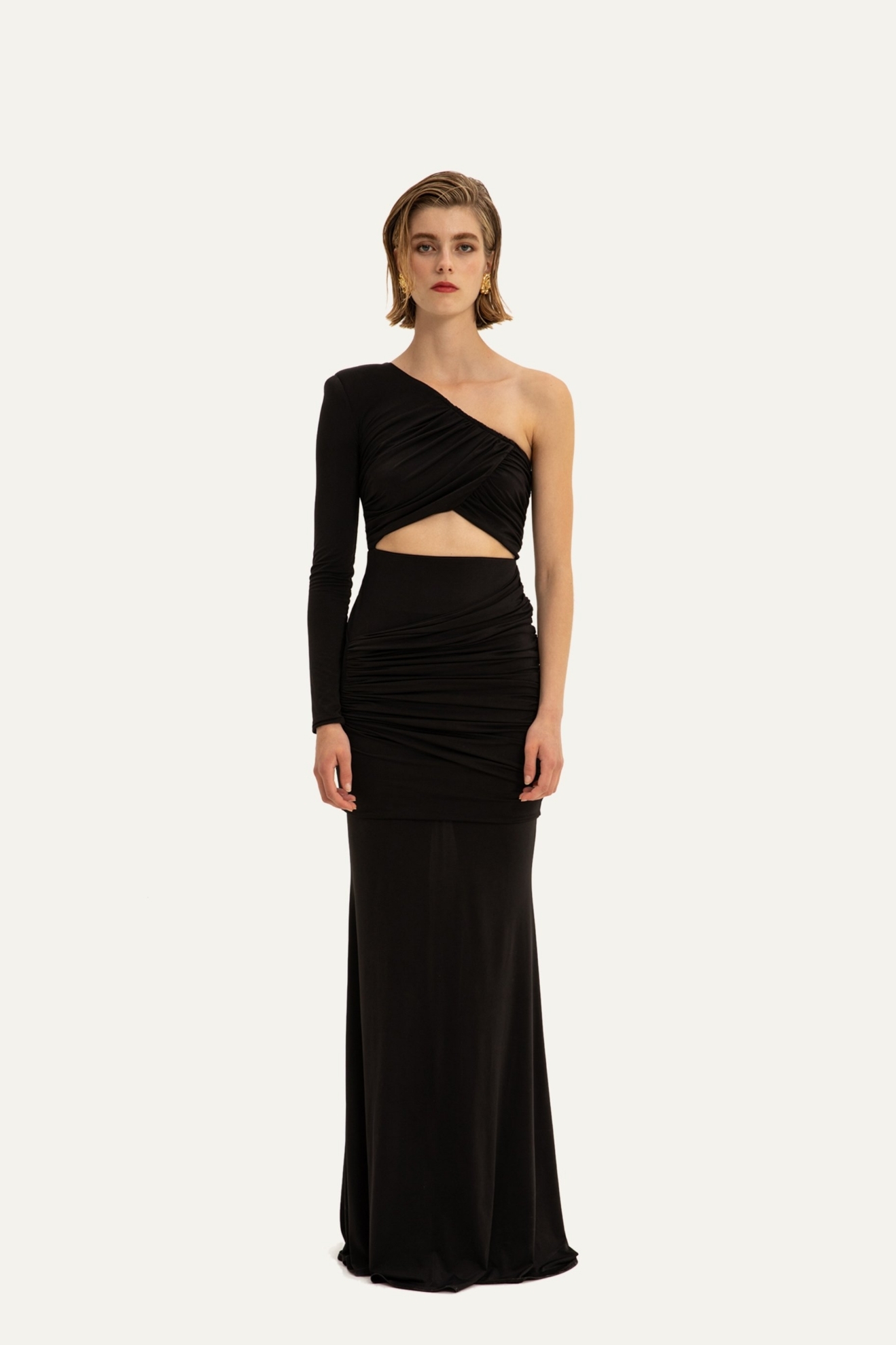 Picture of Fili Black Ruched Mini Dress