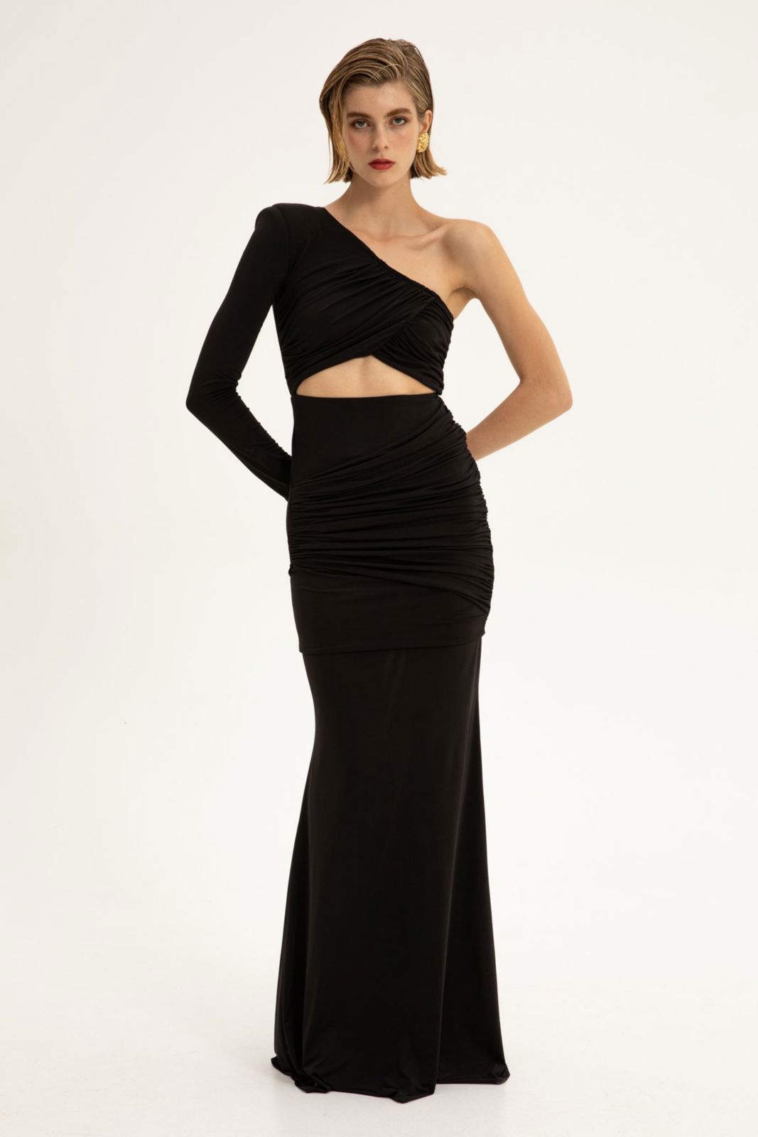 Picture of Fili Black Ruched Mini Dress