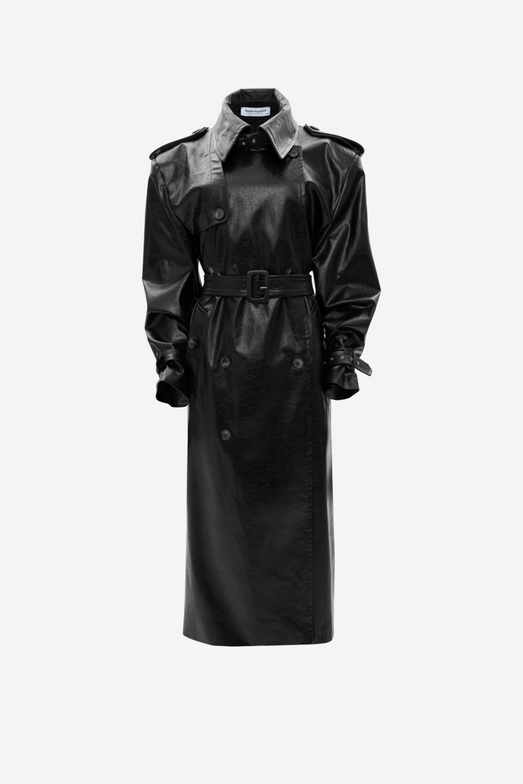 Picture of Black Faux Leather Trench Coat