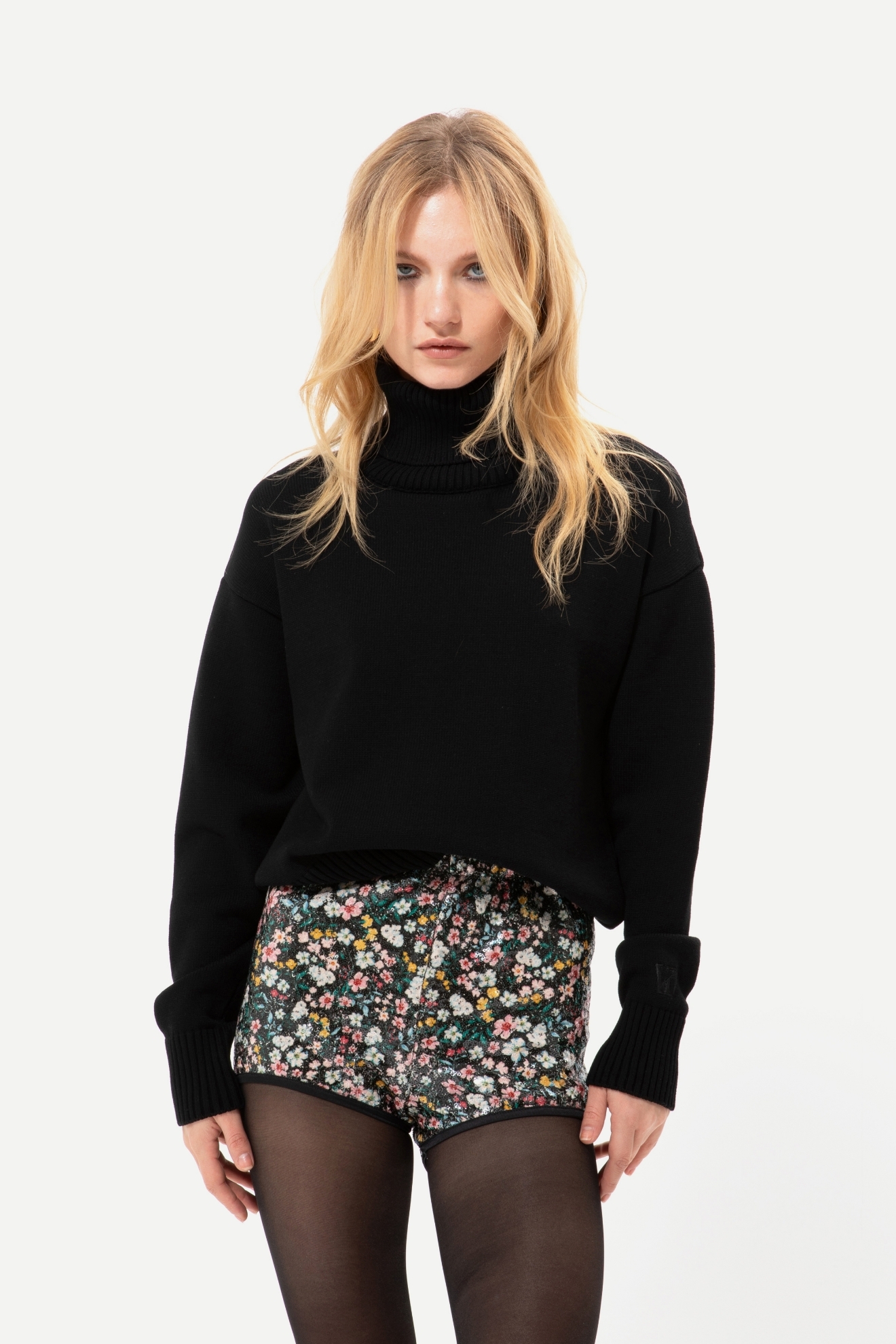 Picture of Sequined Shorts With Floral Print