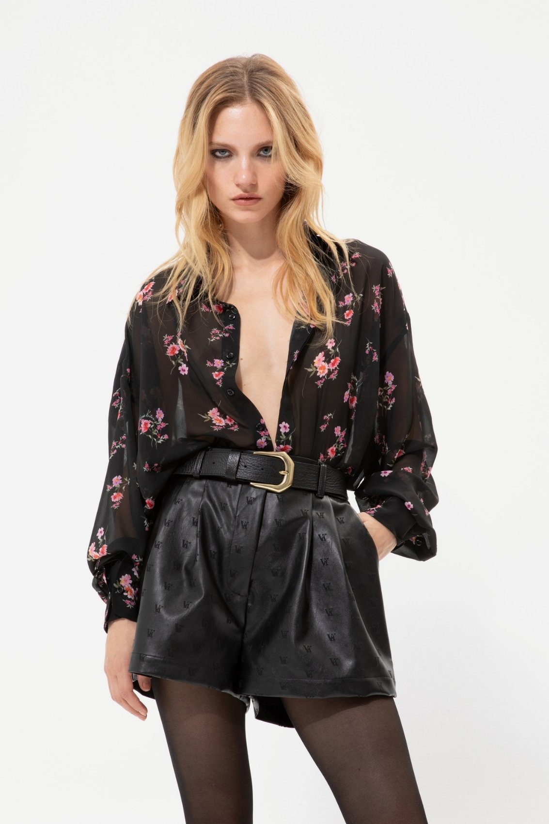 Show details for Vassia Kostara Black Faux Leather Shorts Picture of Vassia Kostara Black Faux Leather Shorts