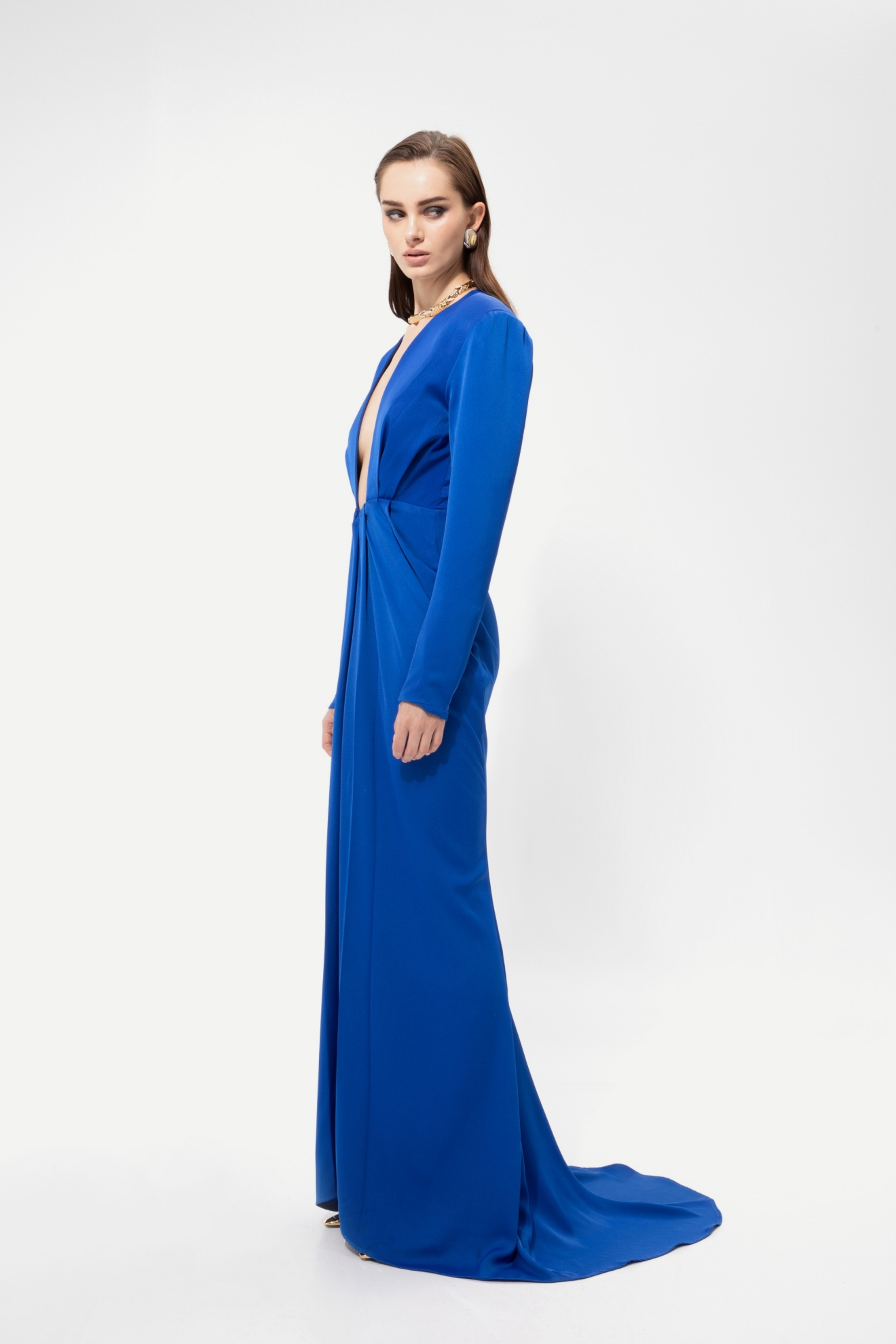 Picture of Royal Blue Satin Gown