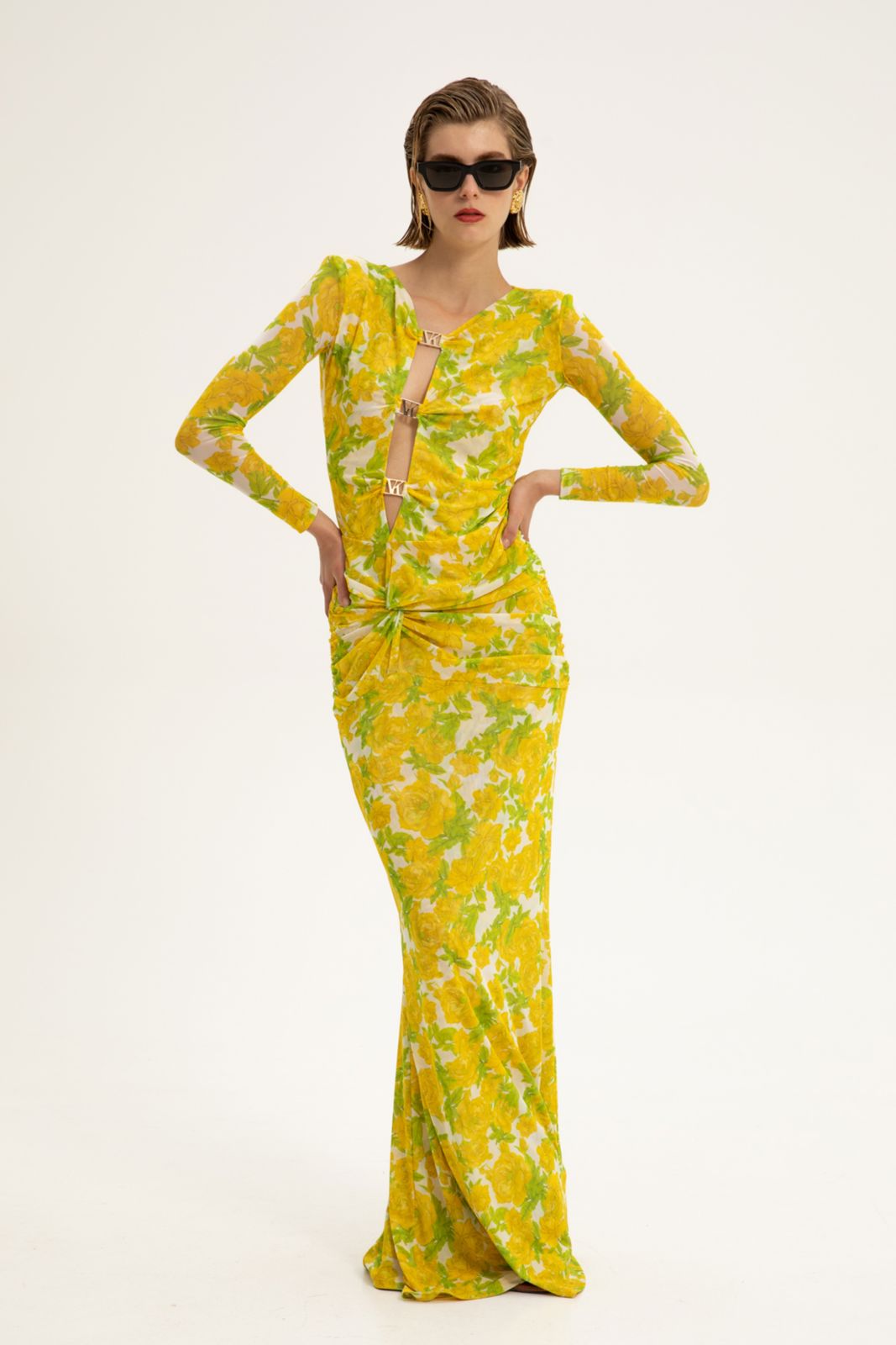 Picture of Cordelia Yellow Mesh Maxi Dress