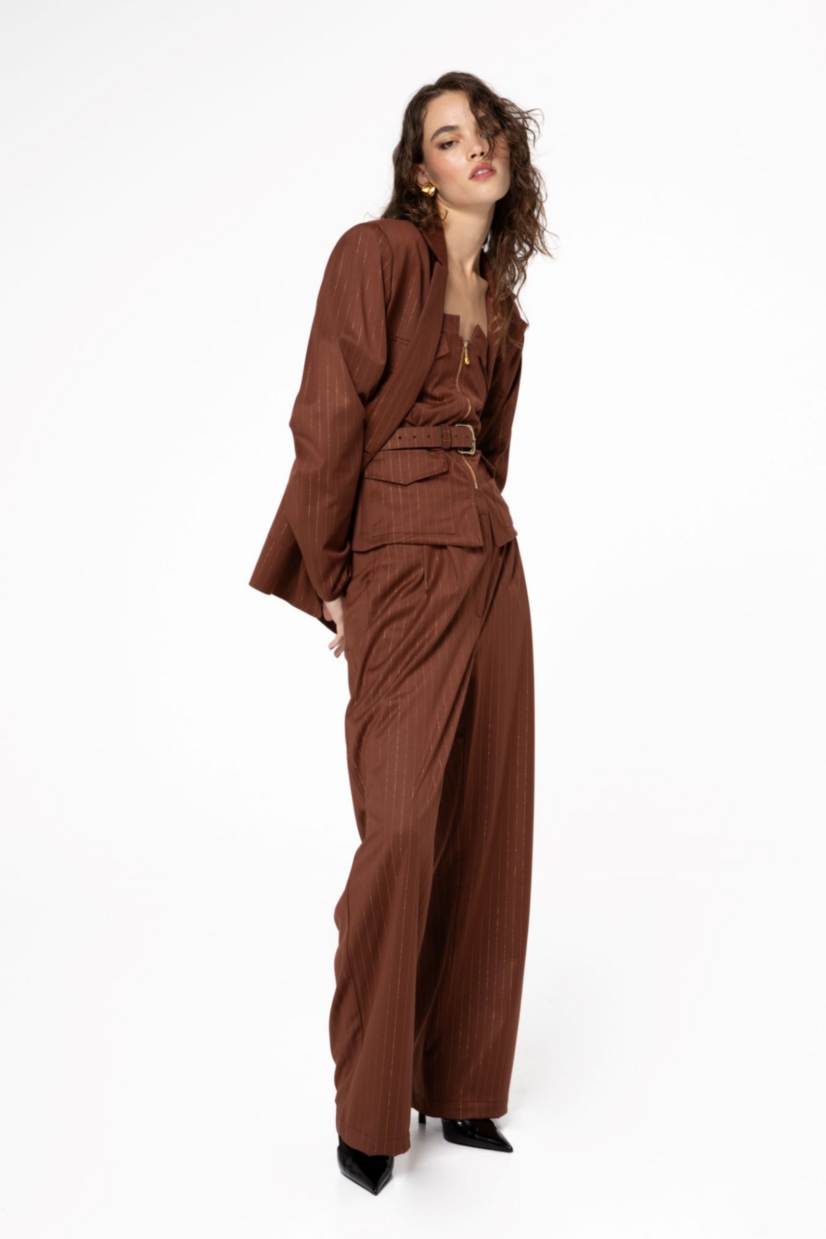 Picture of Medium Brown Gold Zipper Corset