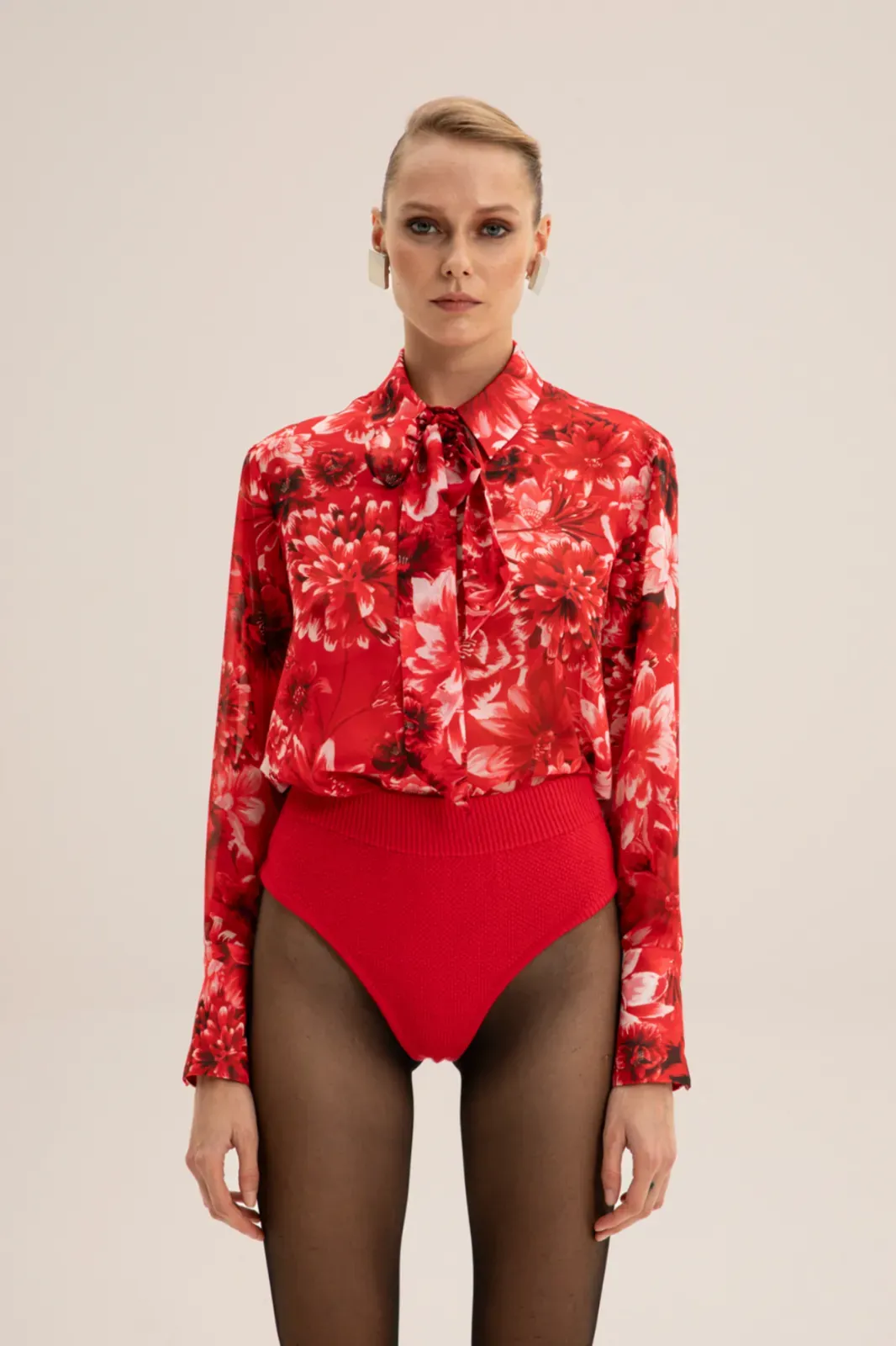 Picture of Colette Red High Waisted Knit Shorts