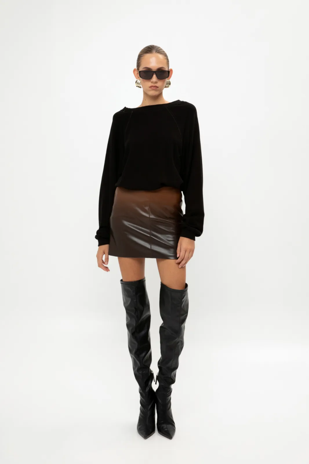 Show details for Ombre Faux Leather Mini Skirt Picture of Ombre Faux Leather Mini Skirt