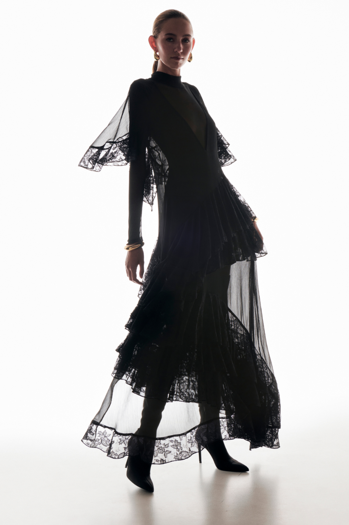 Picture of Black Ruffled Maxi Dress