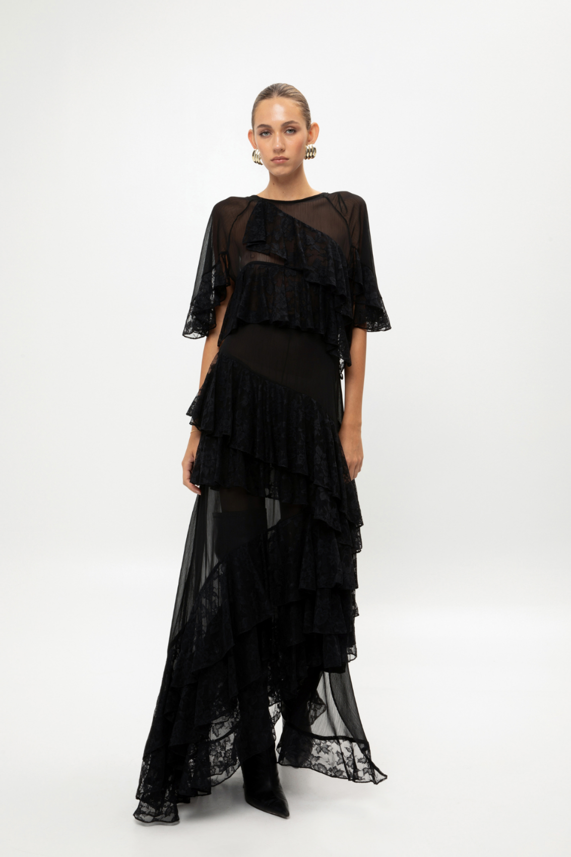 Picture of Black Ruffled Maxi Dress