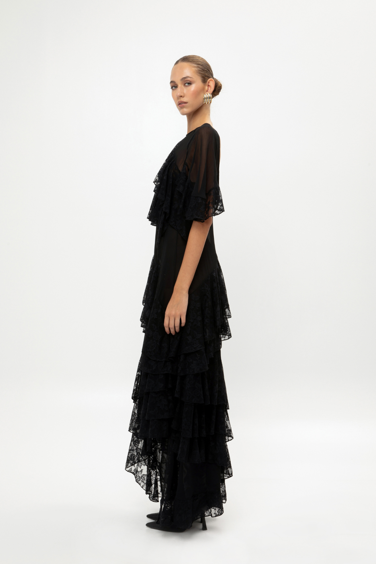 Picture of Black Ruffled Maxi Dress