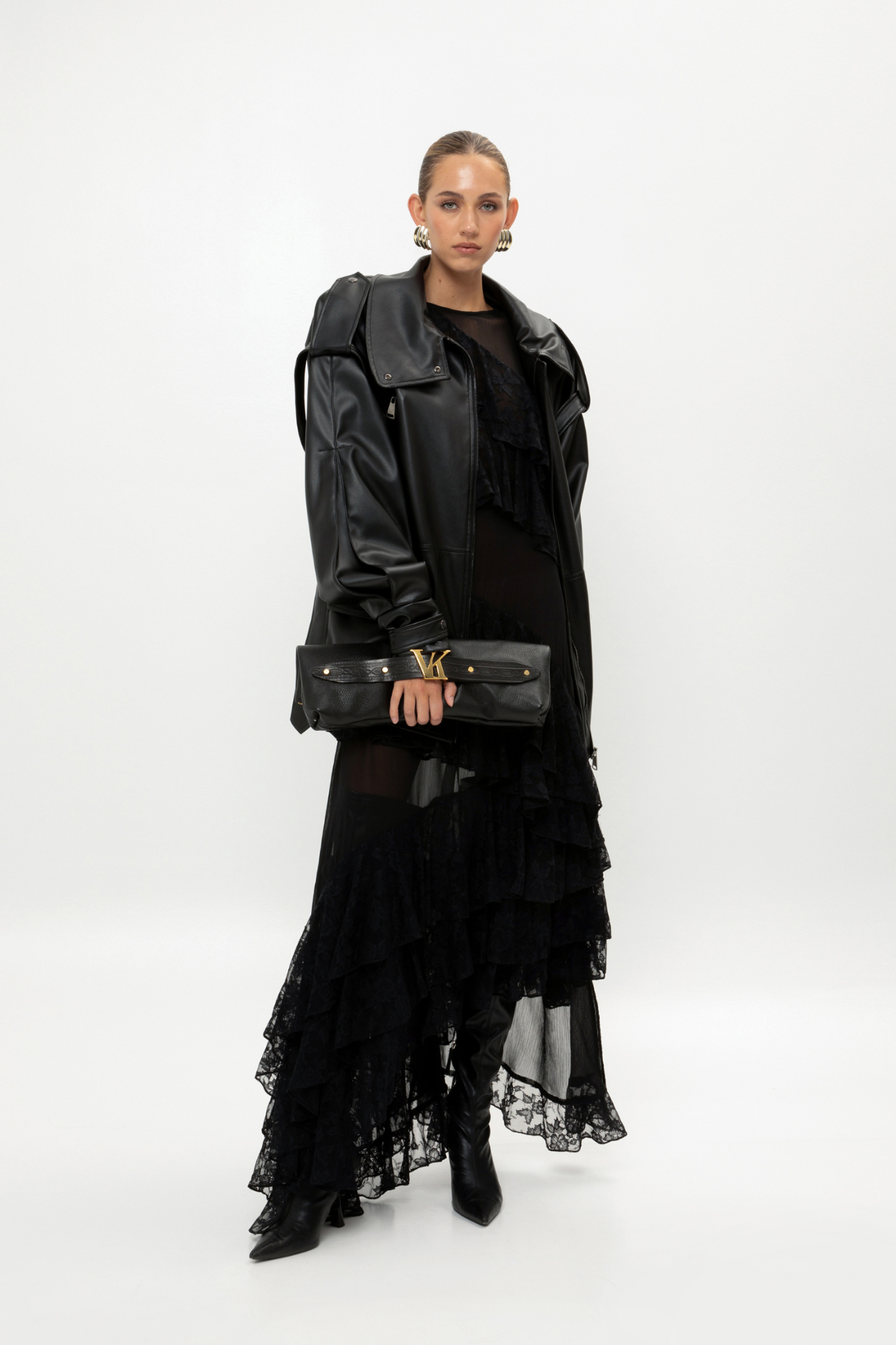 Picture of Black Ruffled Maxi Dress