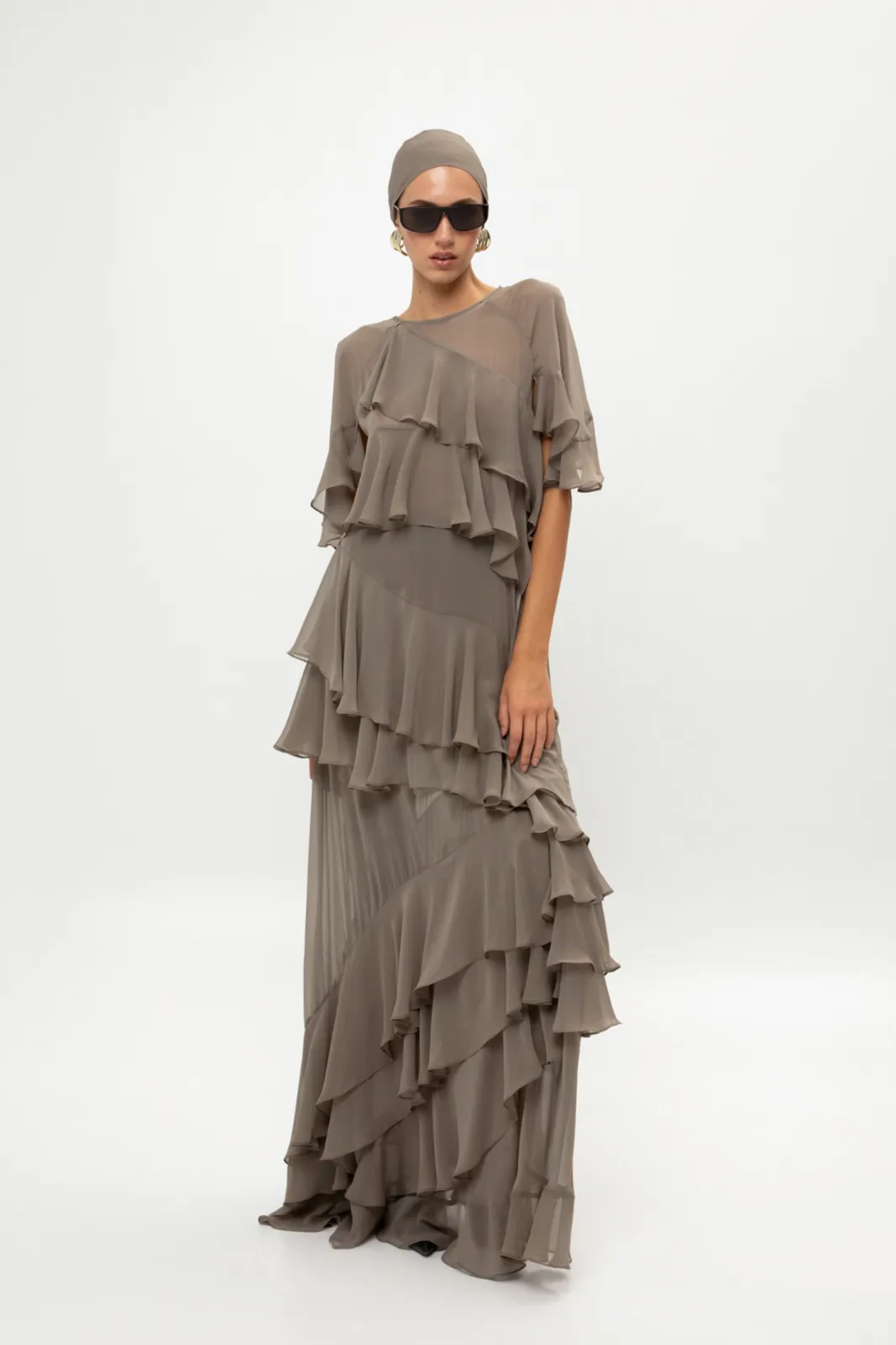 Picture of Grey Ruffled Maxi Dress