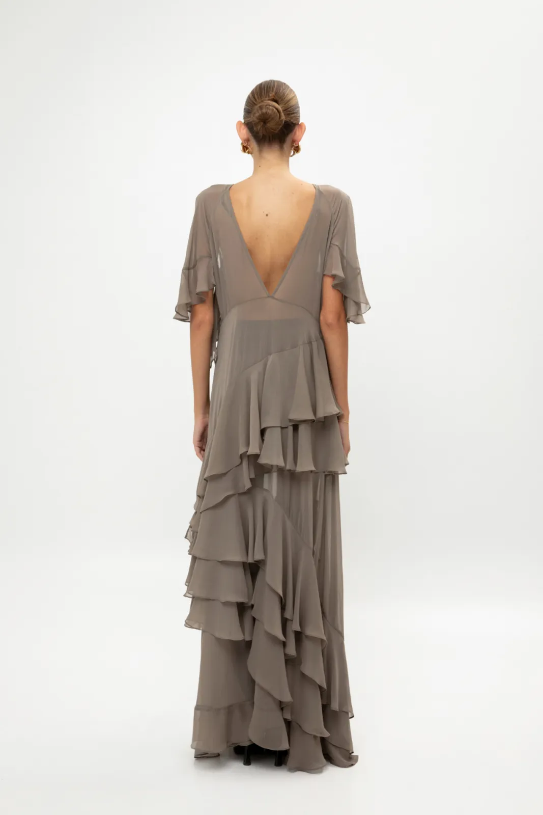 Picture of Grey Ruffled Maxi Dress