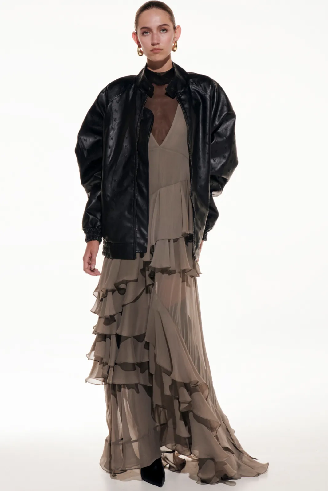 Picture of Grey Ruffled Maxi Dress