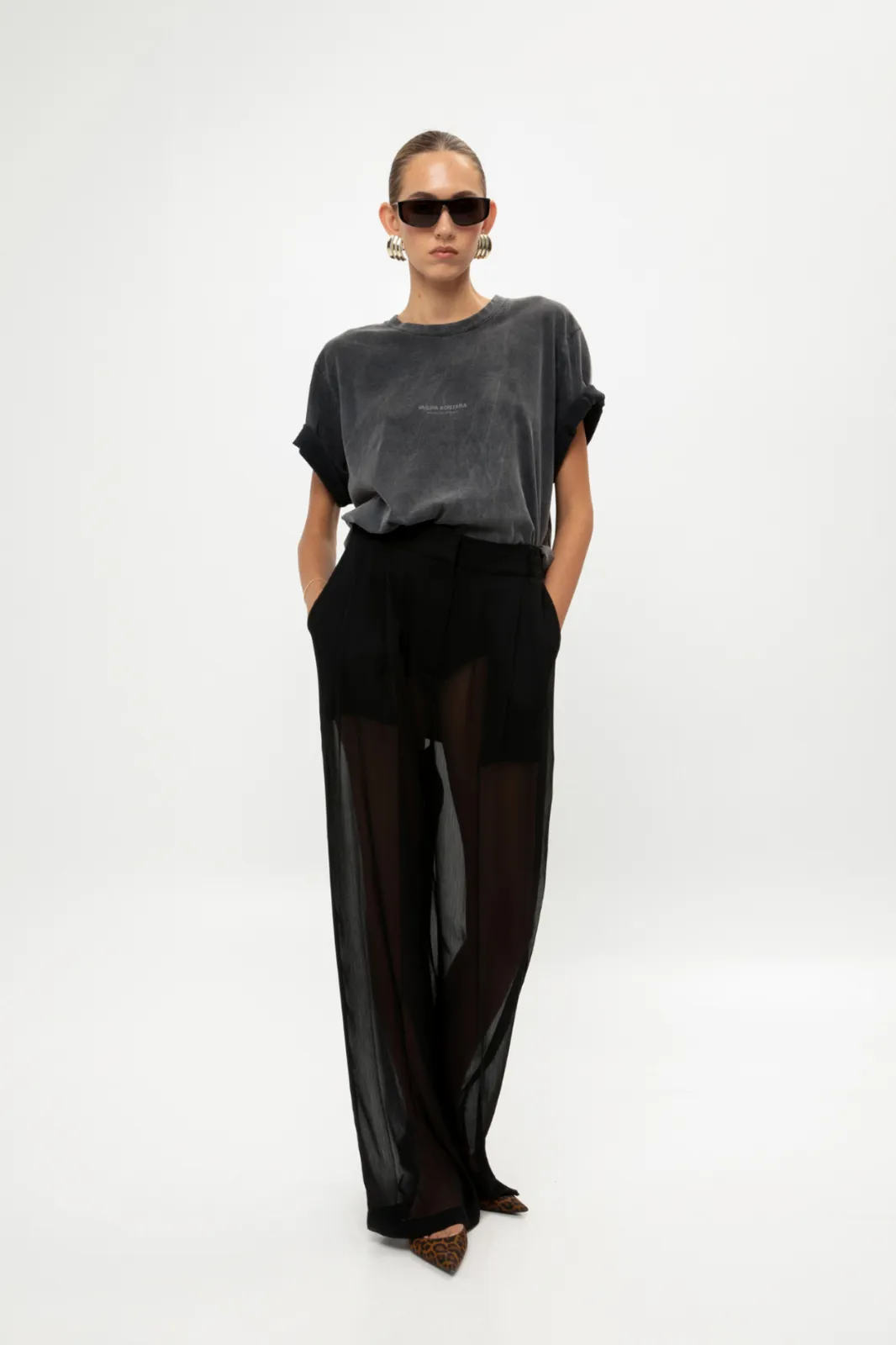 Show details for Black Sheer Pants Picture of Black Sheer Pants