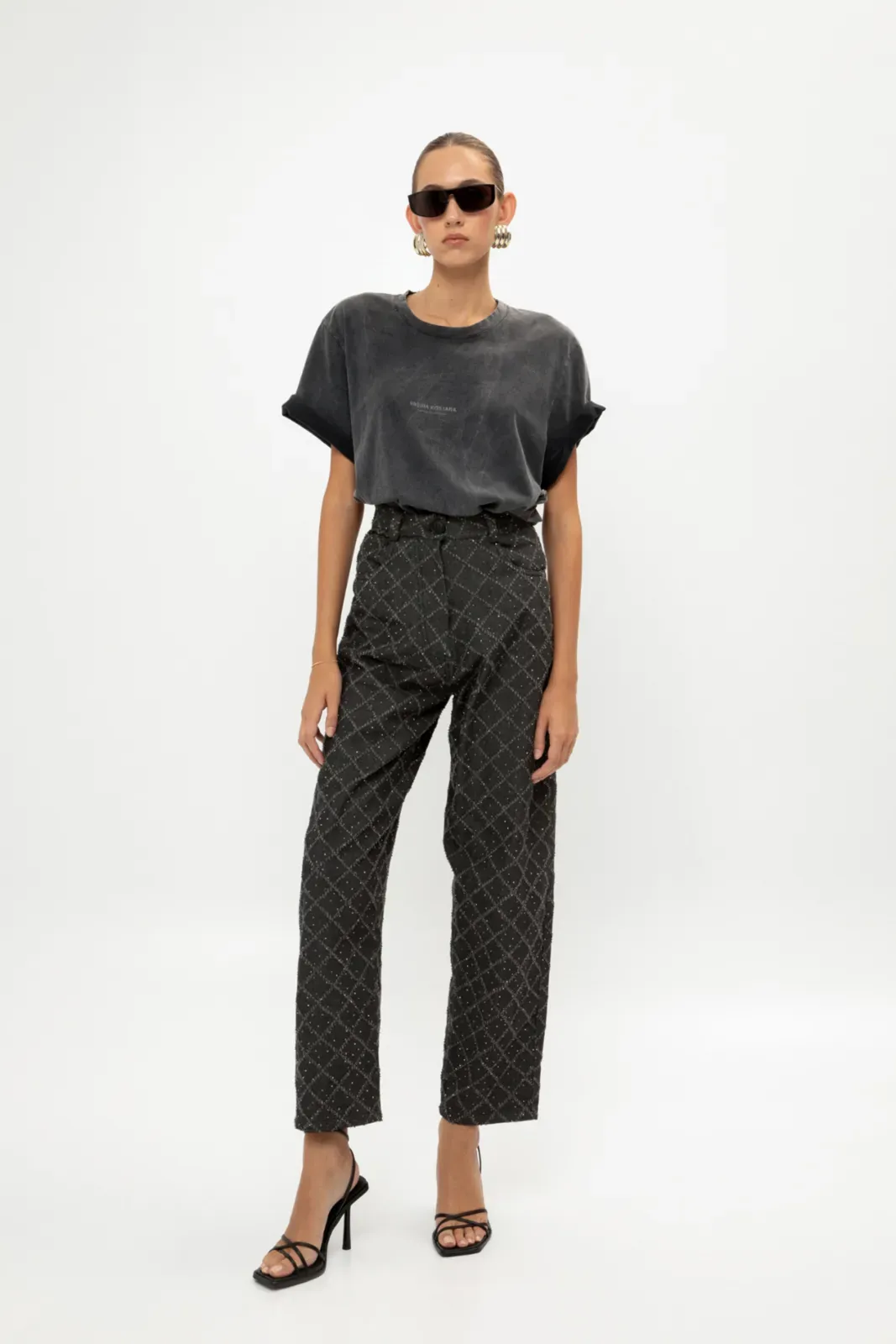 Picture of Charcoal Grey Jeans With Rhinestones