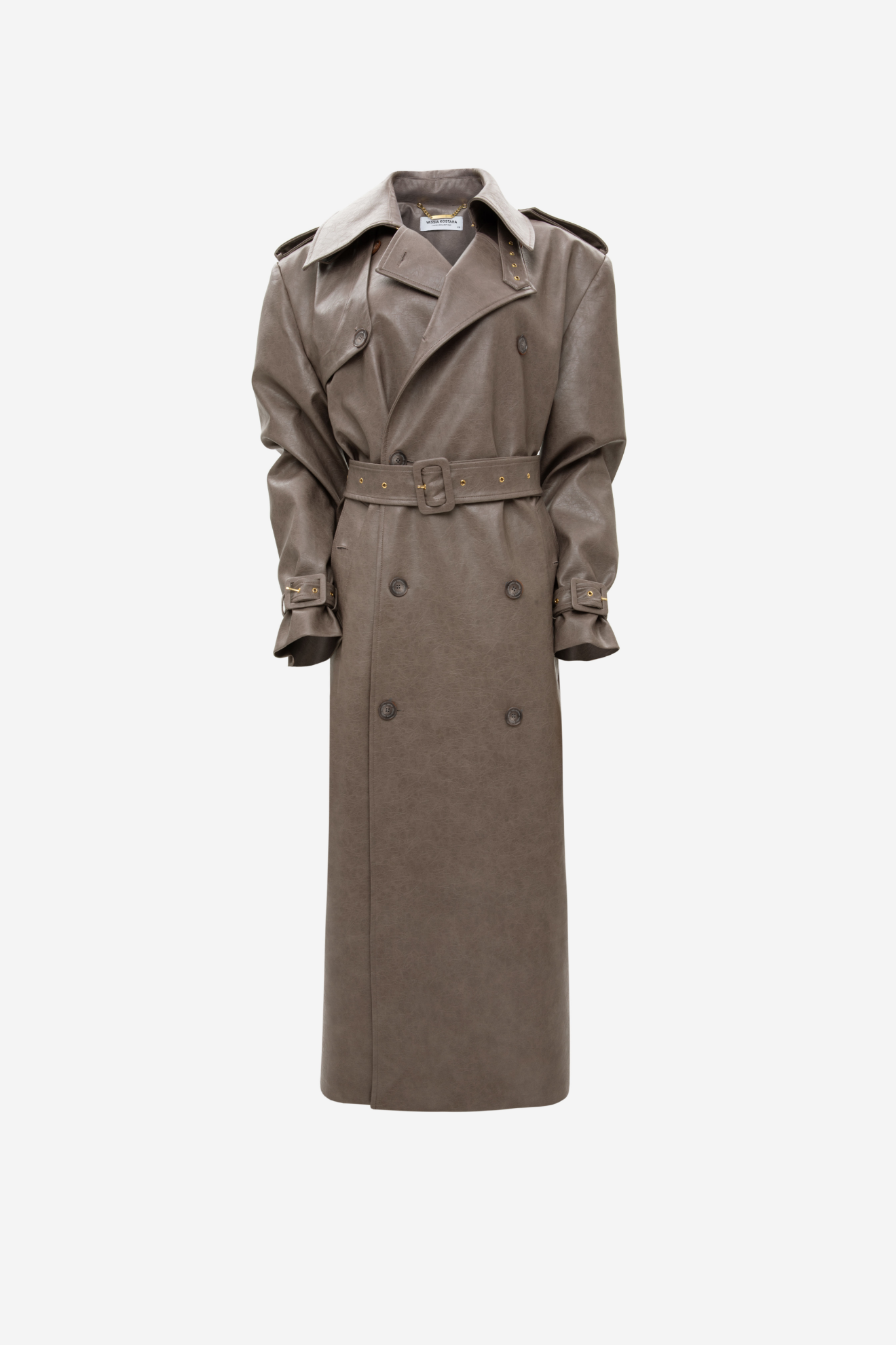Picture of Grey Faux Leather Trench Coat