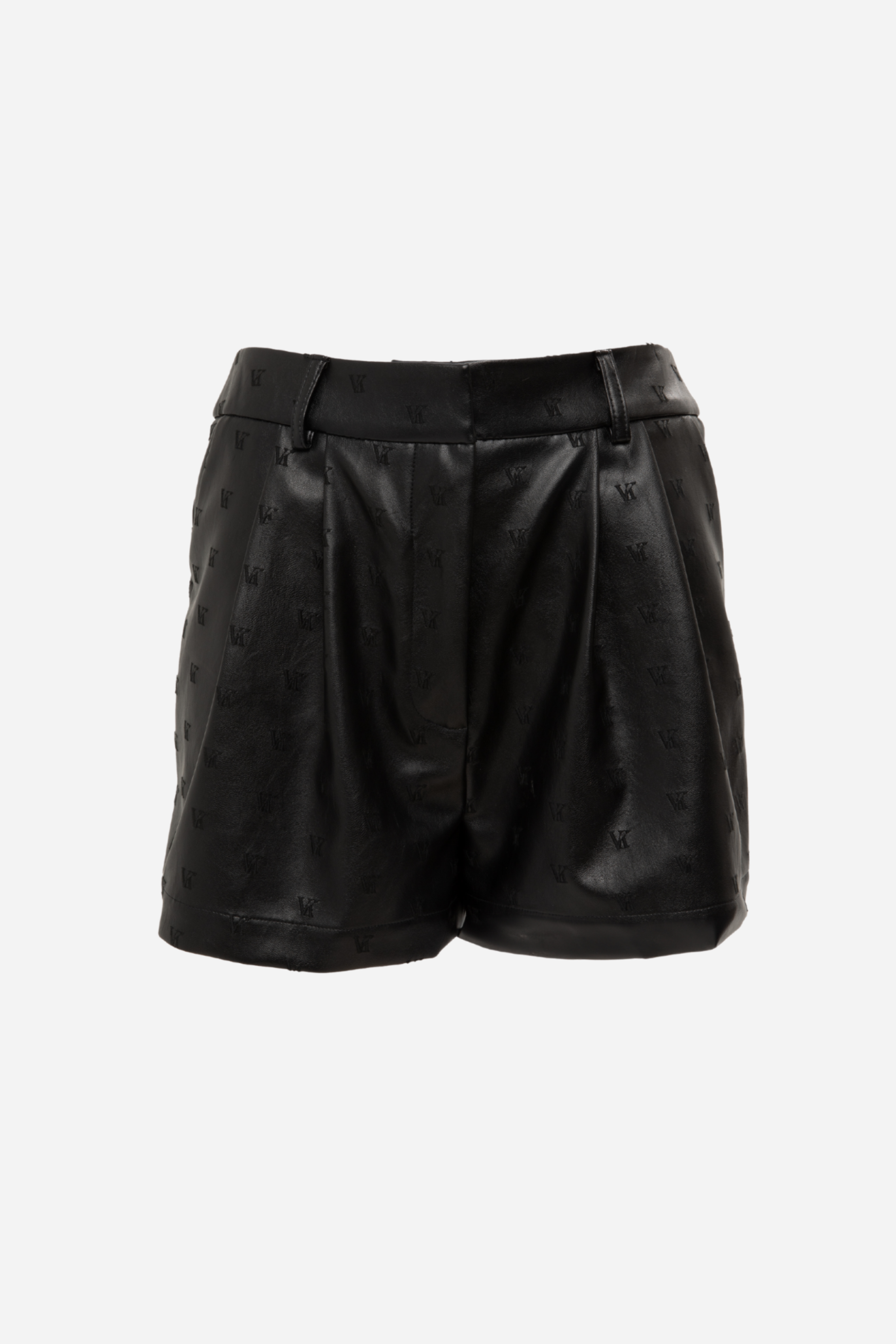 Picture of Vassia Kostara Black Faux Leather Shorts