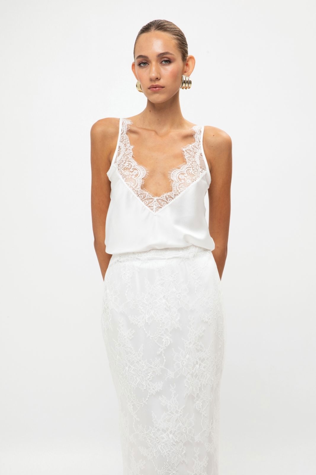 Picture of White Lace-Trimmed Tank Top