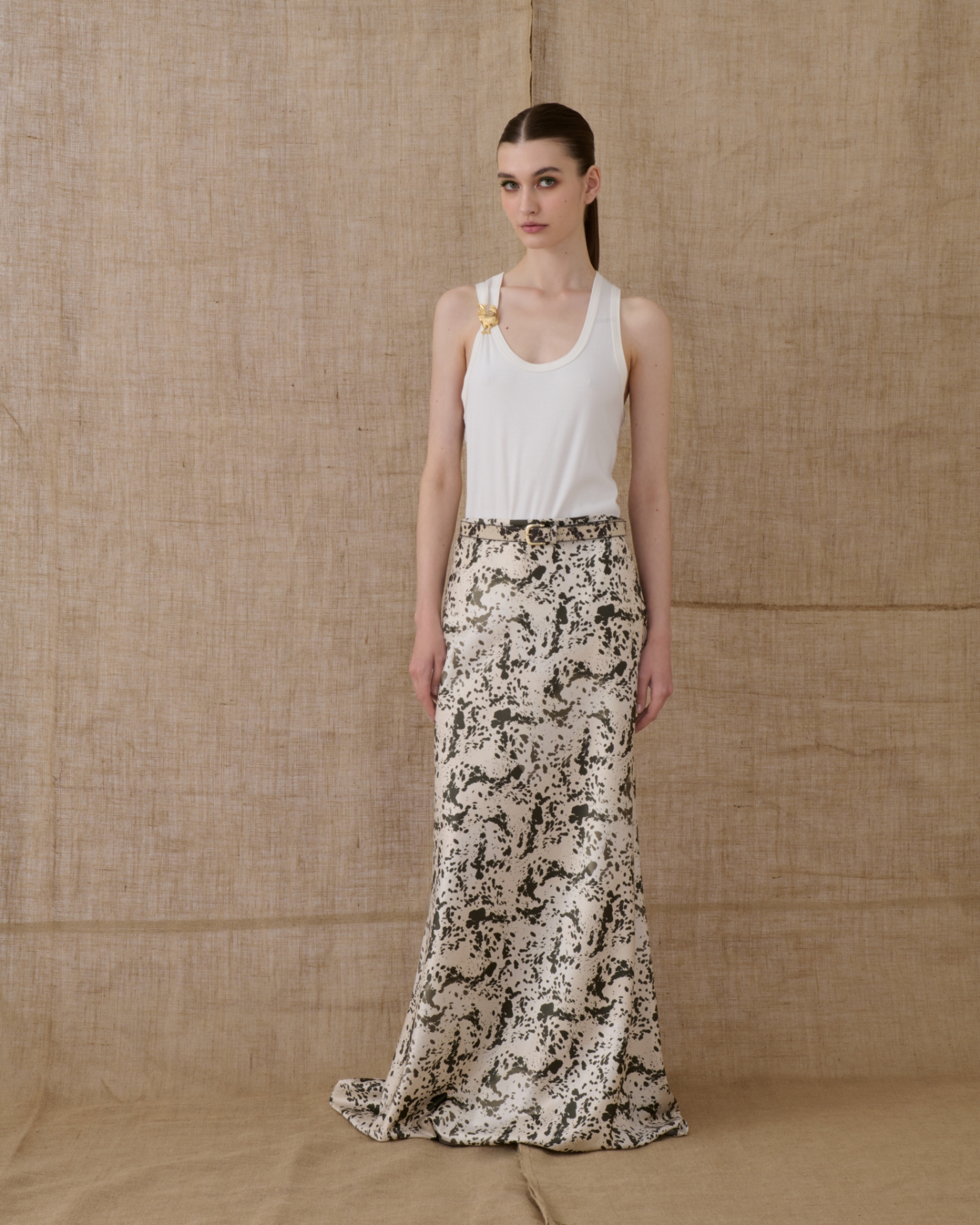 Picture of Satin Long Skirt with Animal Print