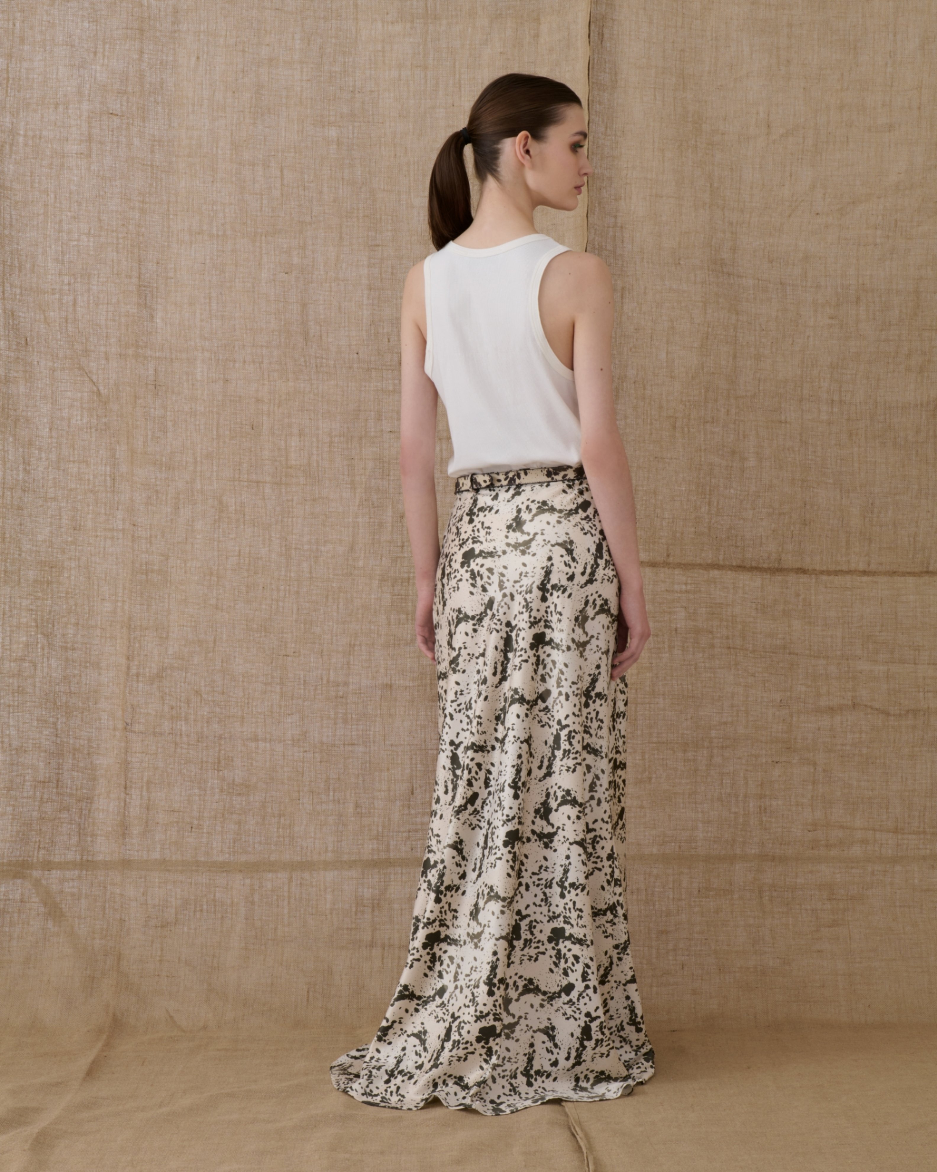Picture of Satin Long Skirt with Animal Print