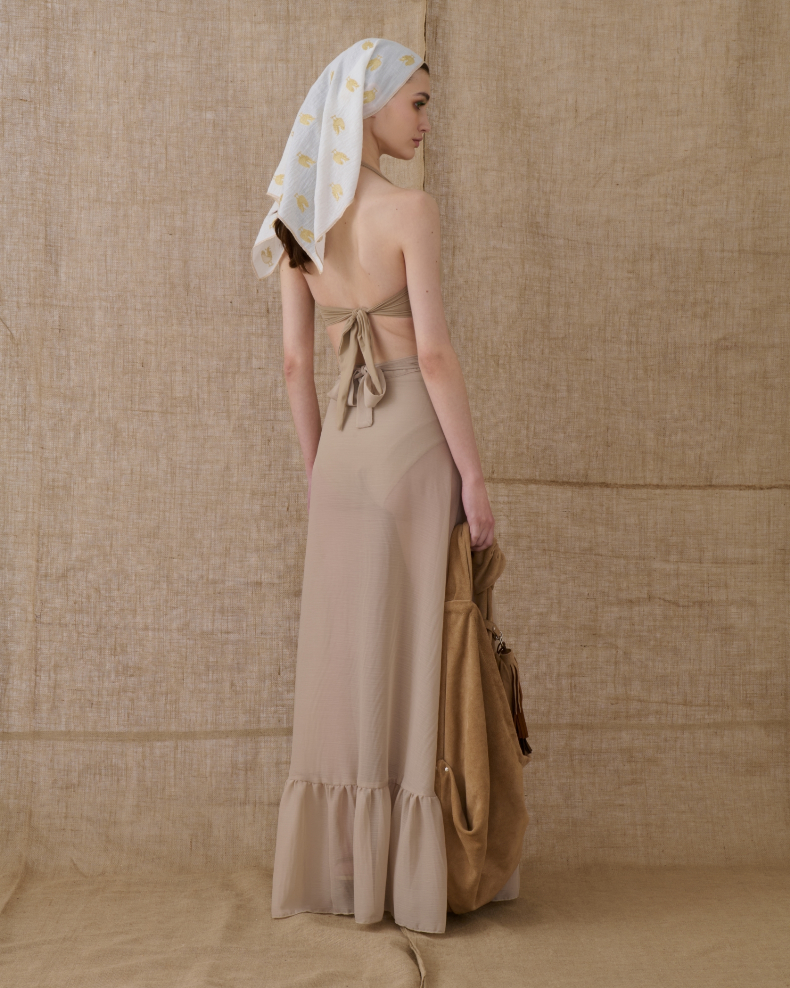 Picture of Beige Ruffled Wrap Skirt