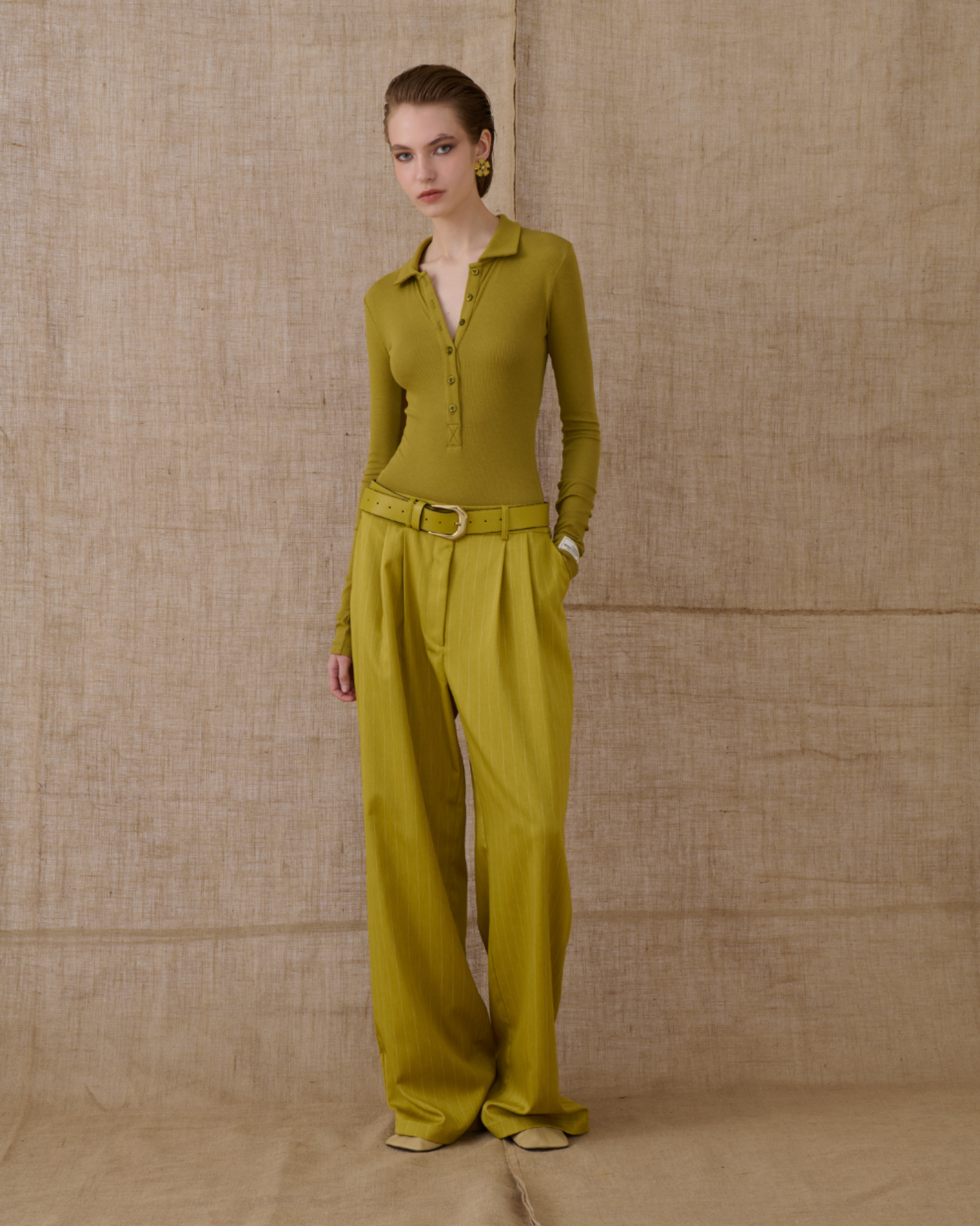 Picture of Striped Pants in Lime Green