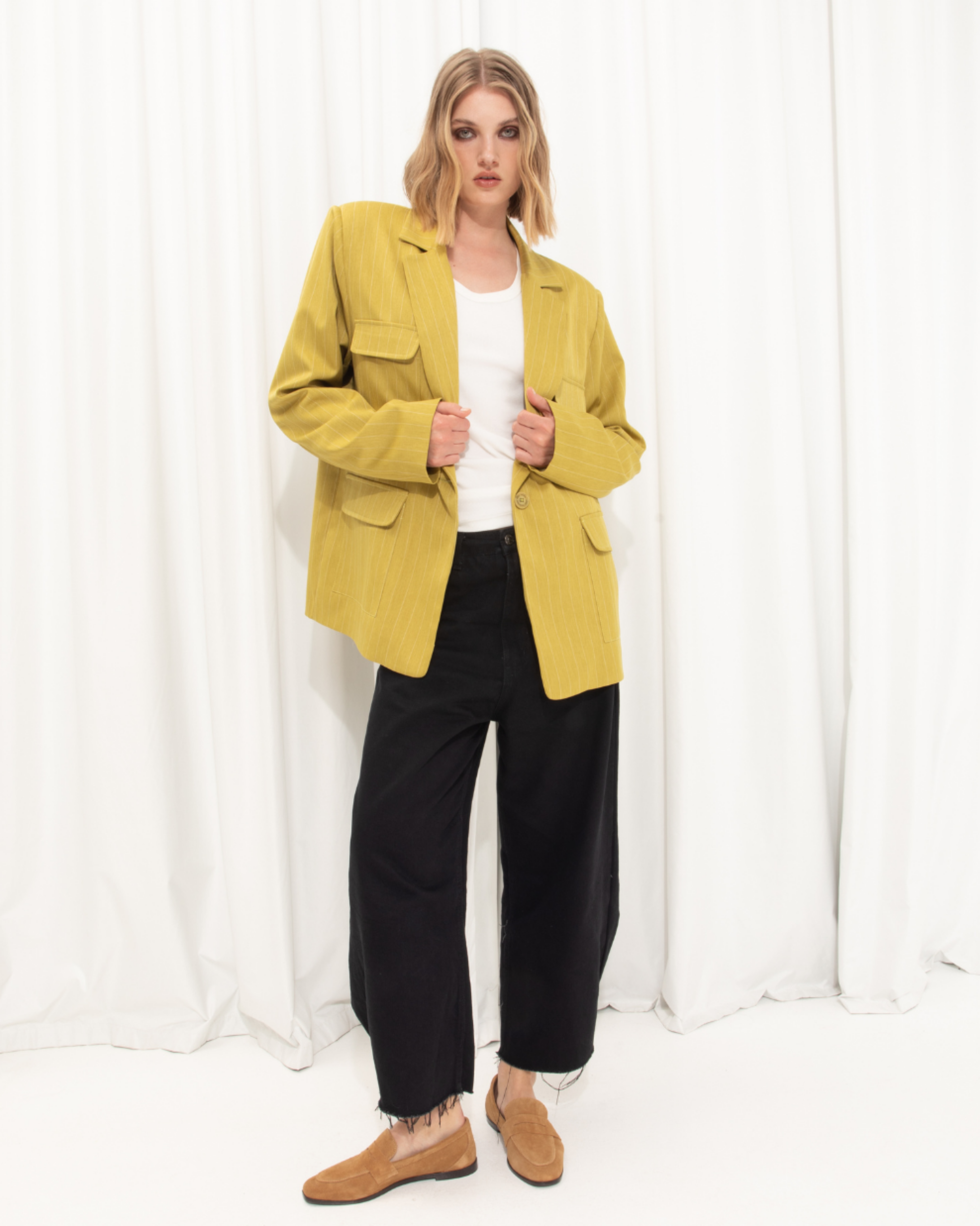 Picture of Striped Blazer in Lime Green