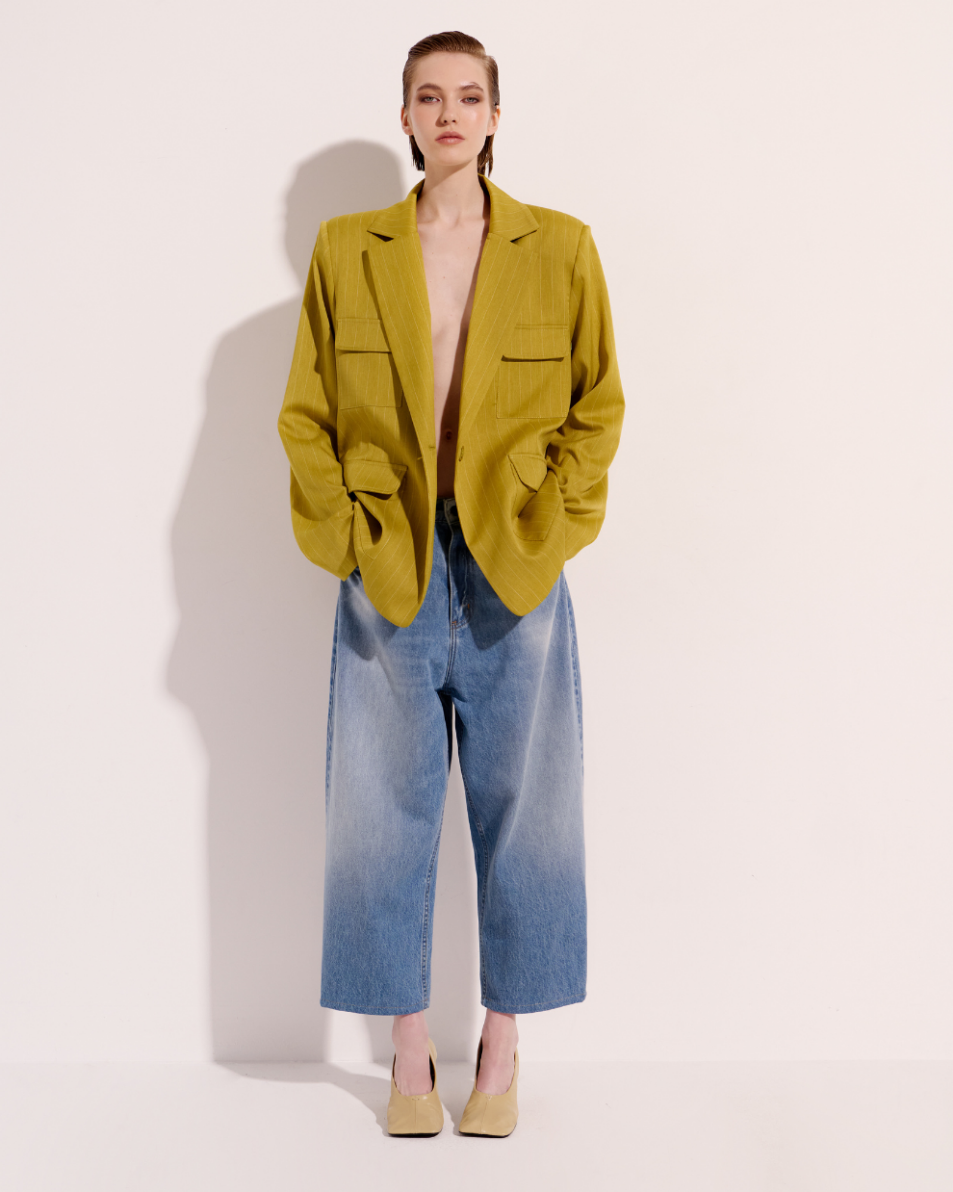 Picture of Striped Blazer in Lime Green