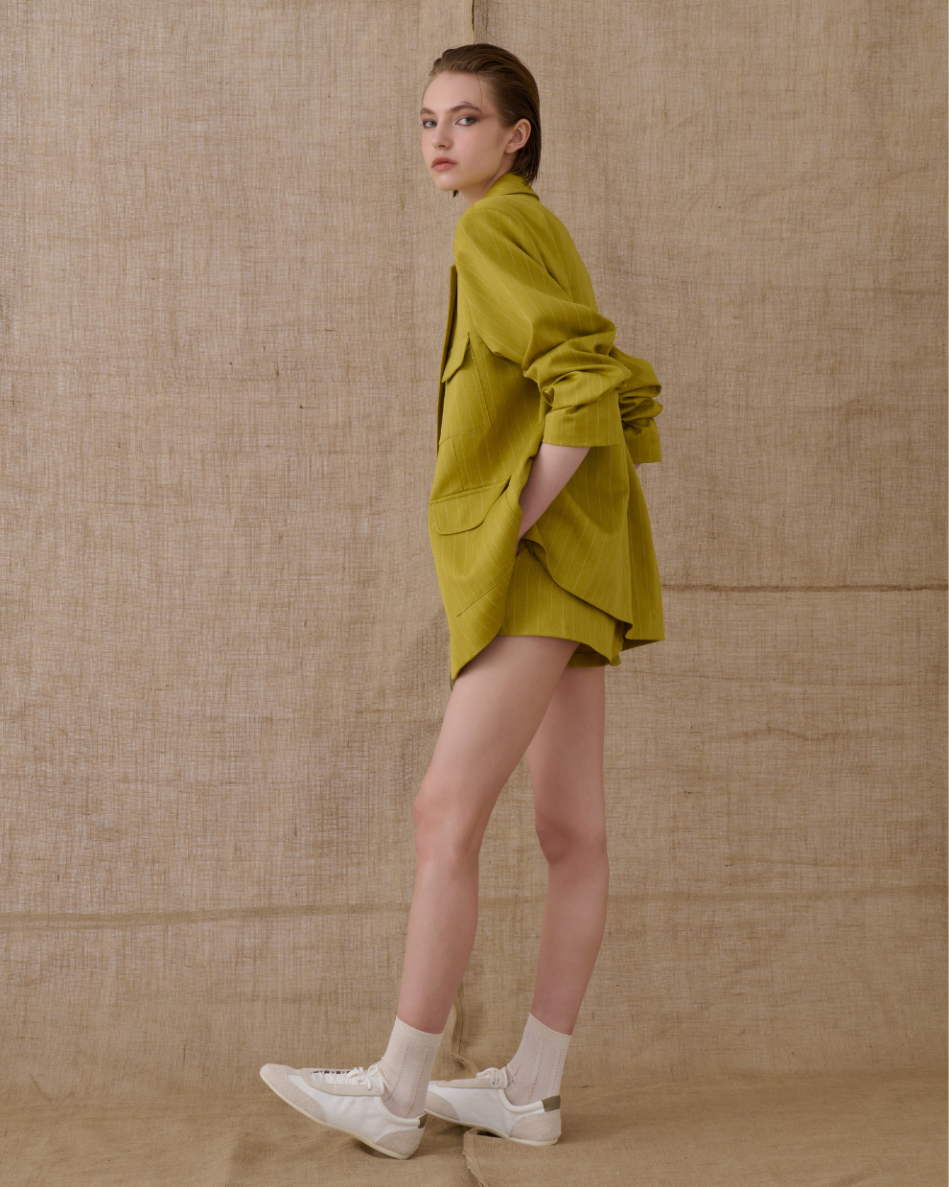 Picture of Striped Blazer in Lime Green