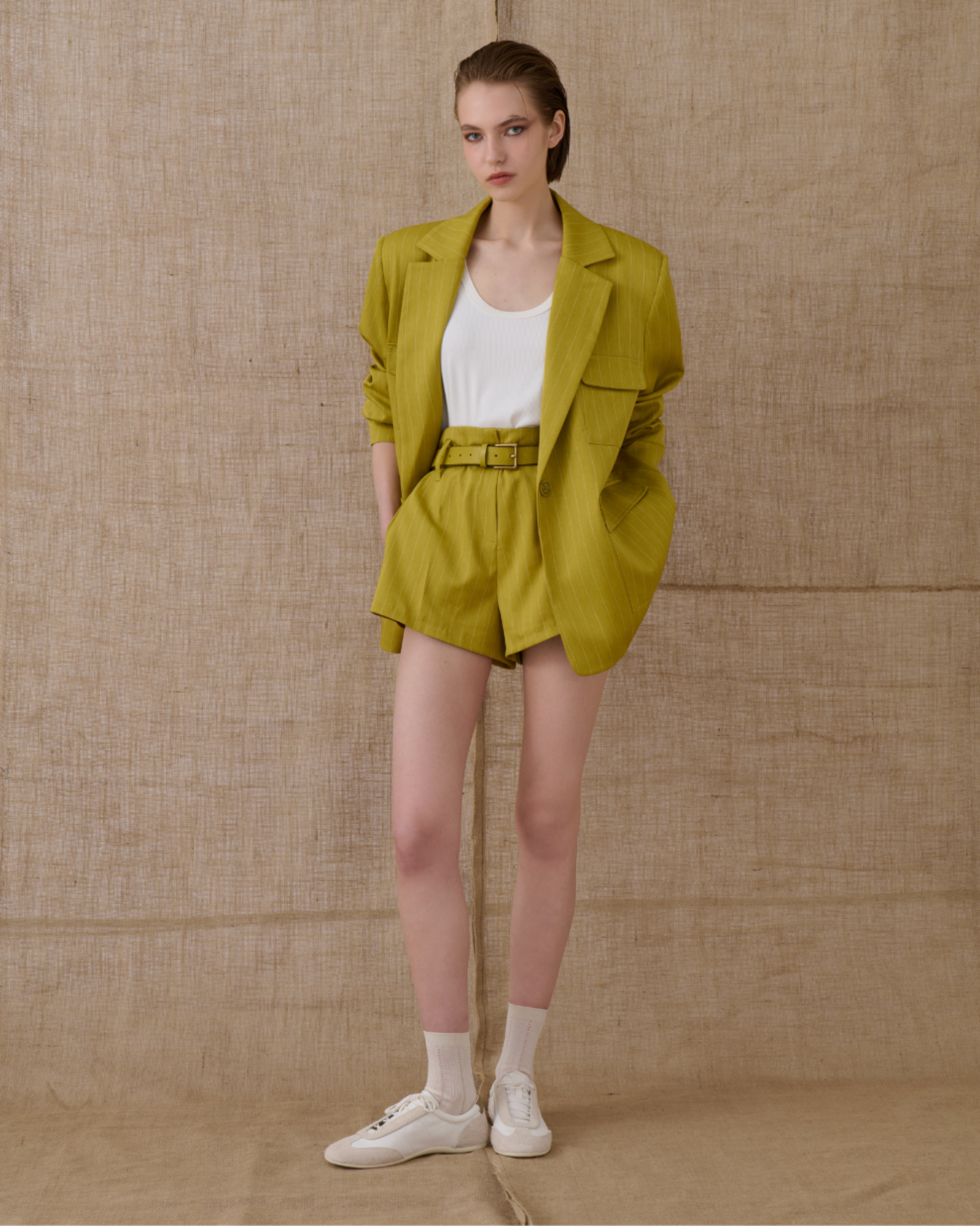 Picture of Striped Shorts in Lime Green