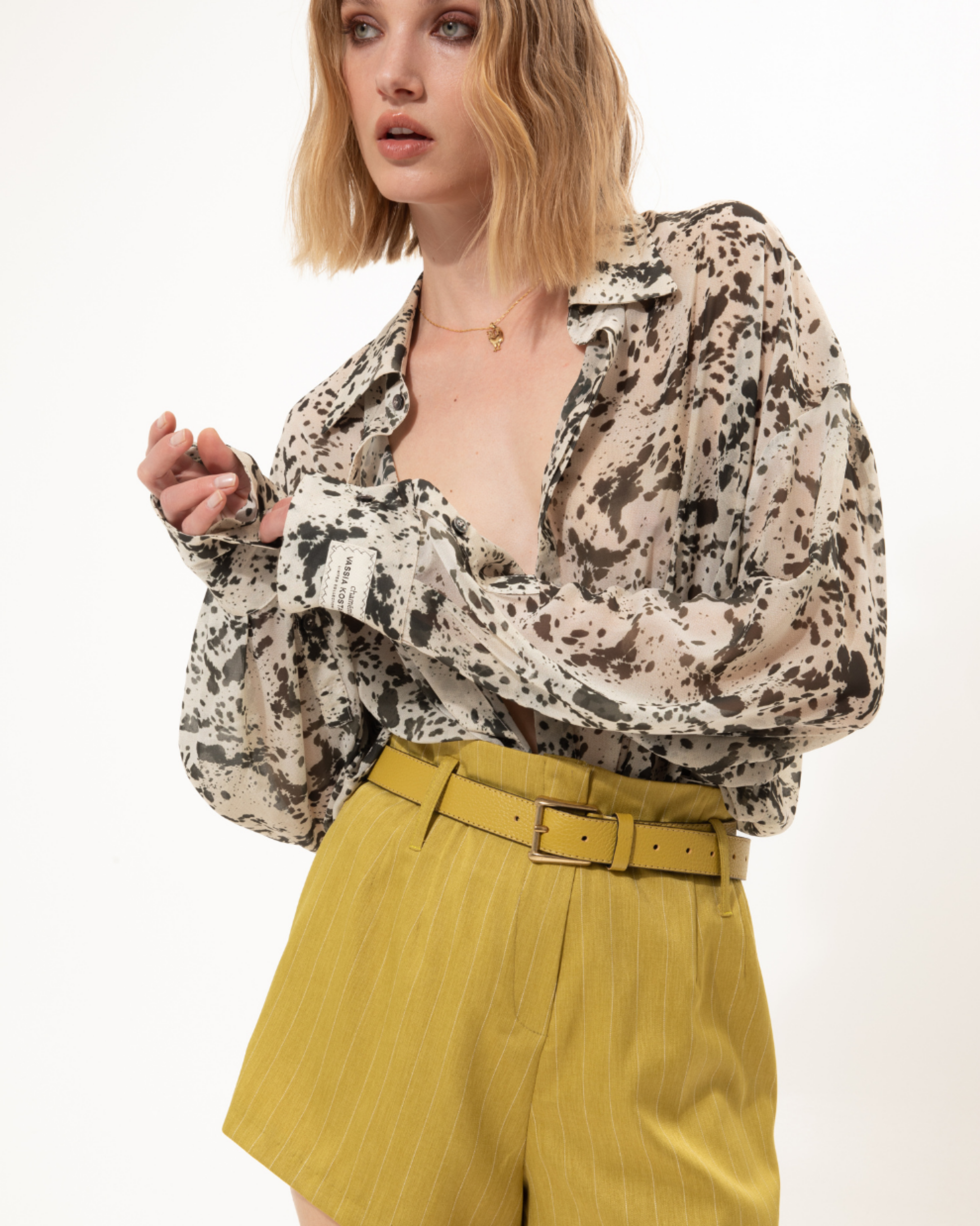 Picture of Striped Shorts in Lime Green