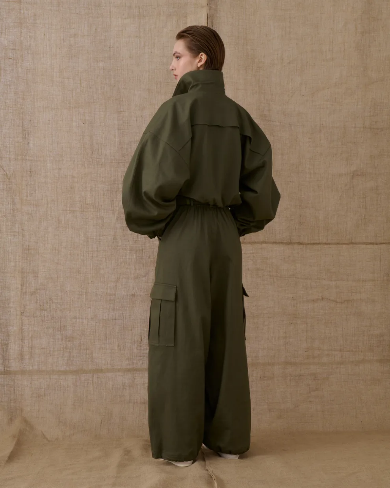 Picture of Khaki Denim Jacket with Logo Embroidery