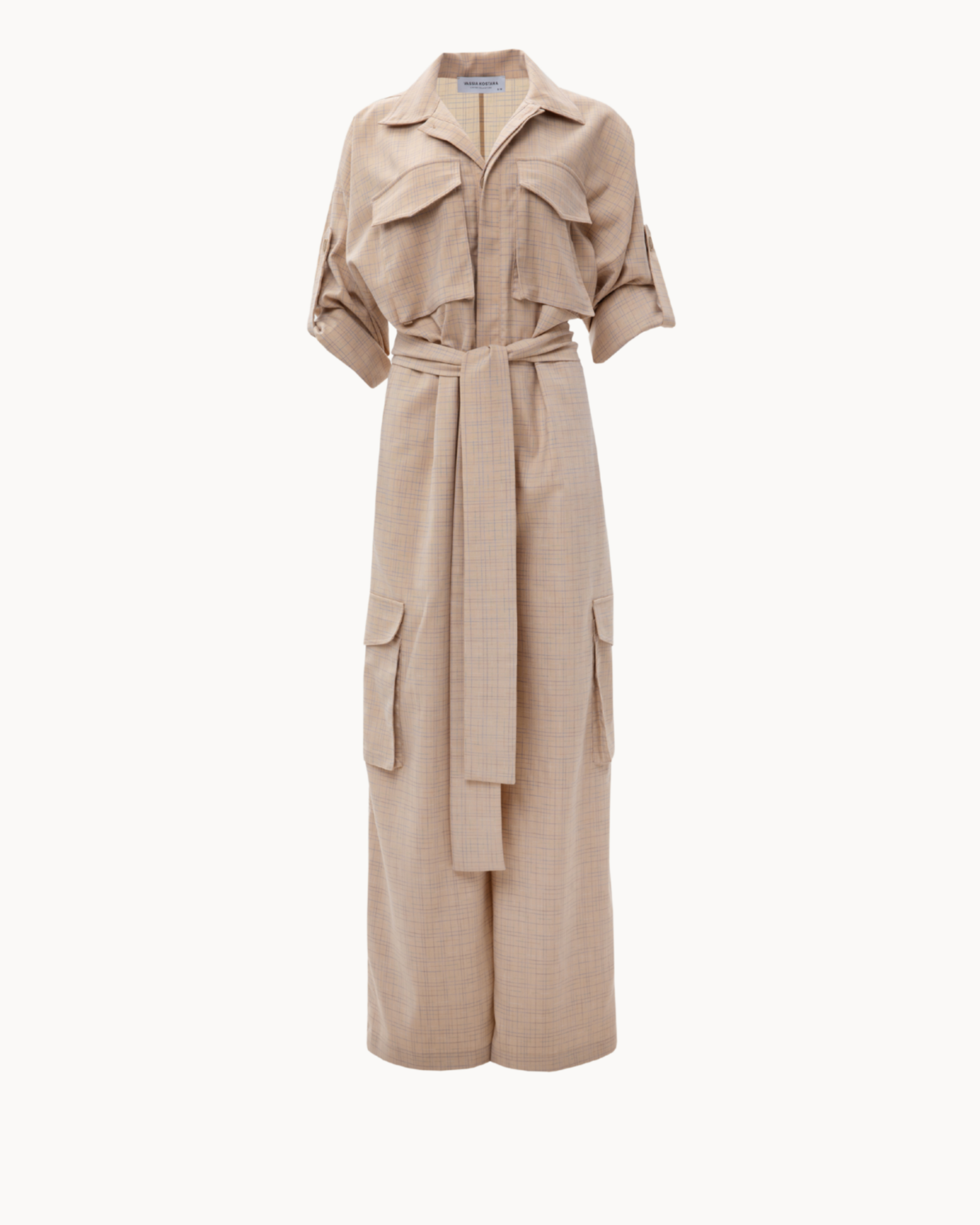 Picture of Beige Chequered Jumpsuit