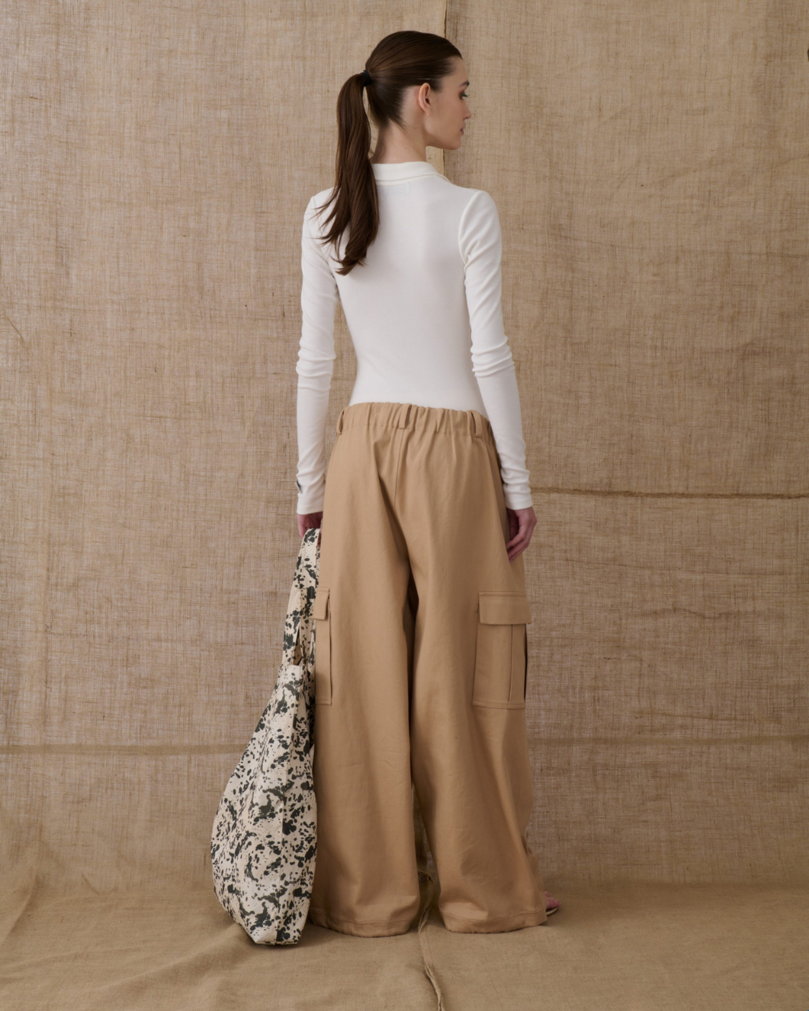 Picture of Beige Denim Cargo Pants