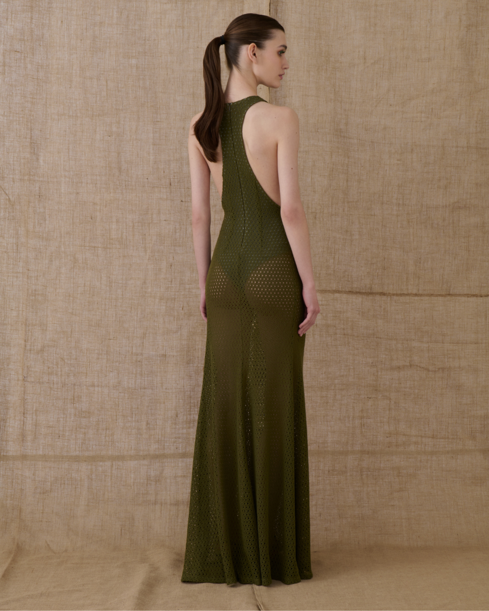 Picture of Khaki Crocheted Maxi Dress