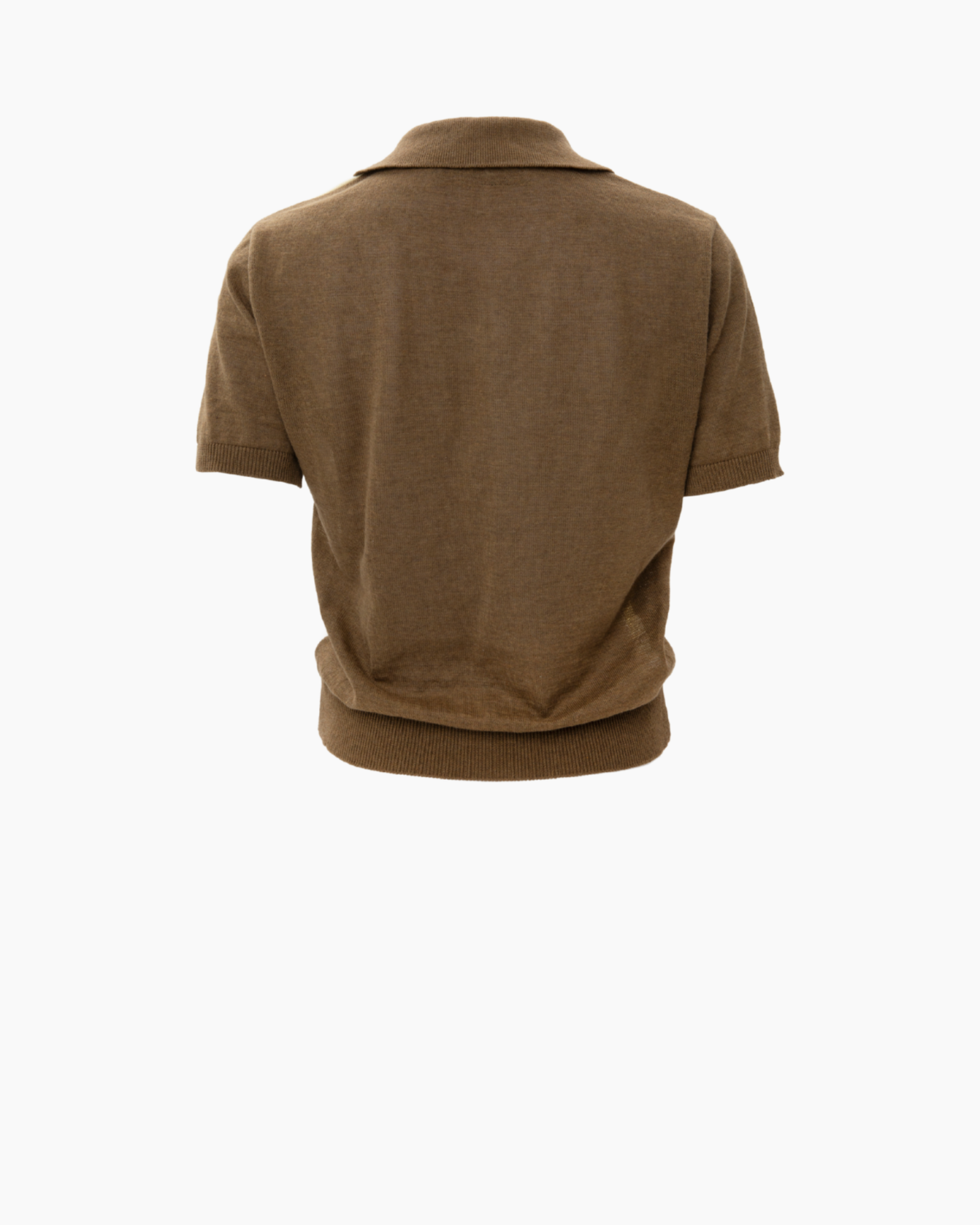 Picture of Olive Polo Knitted T-Shirt with Rhombus Pattern