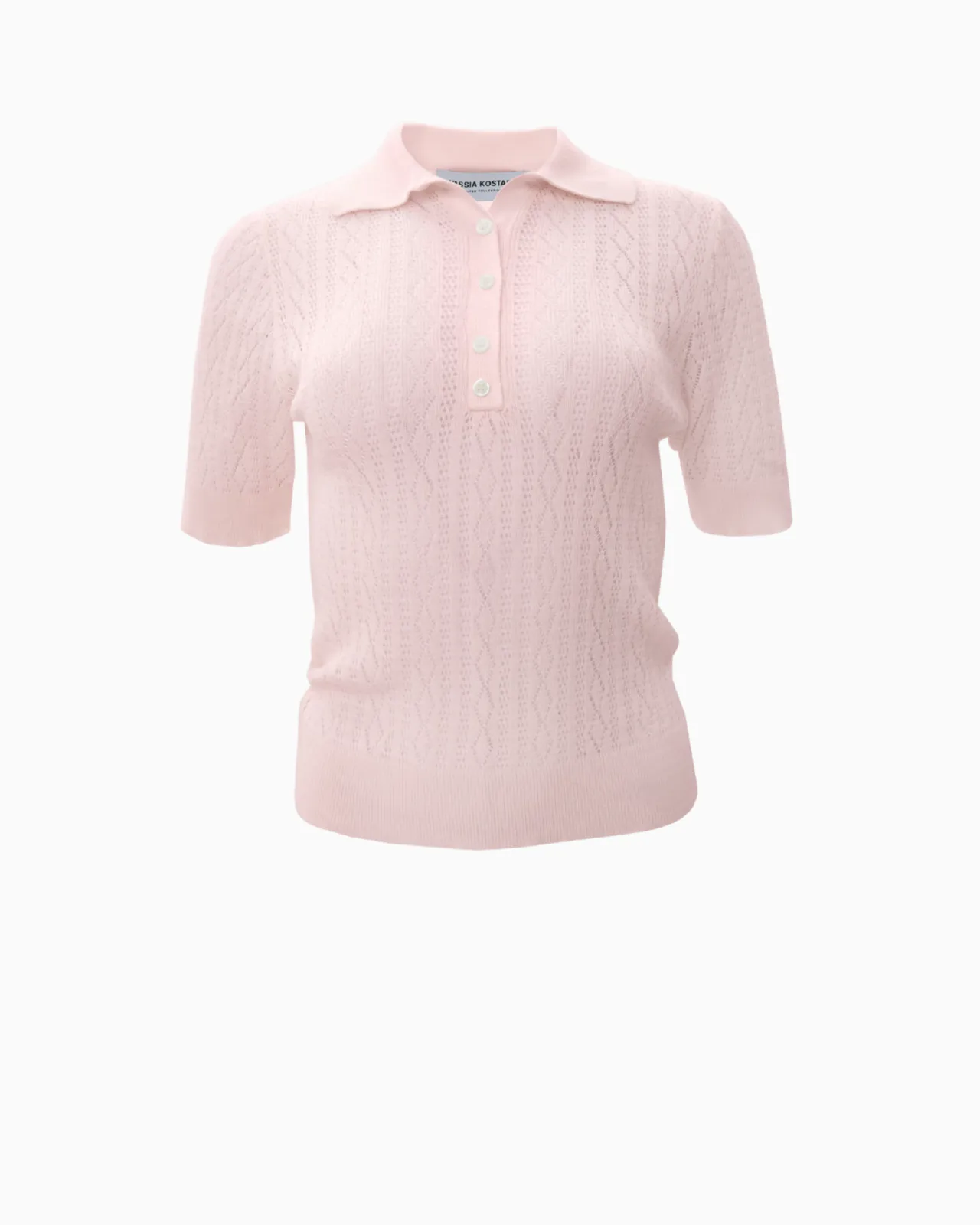 Show details for Pink Polo Knitted T-Shirt Picture of Pink Polo Knitted T-Shirt