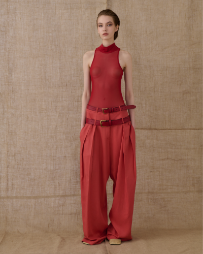 Picture of Sanguine Red Double-Belted Pants