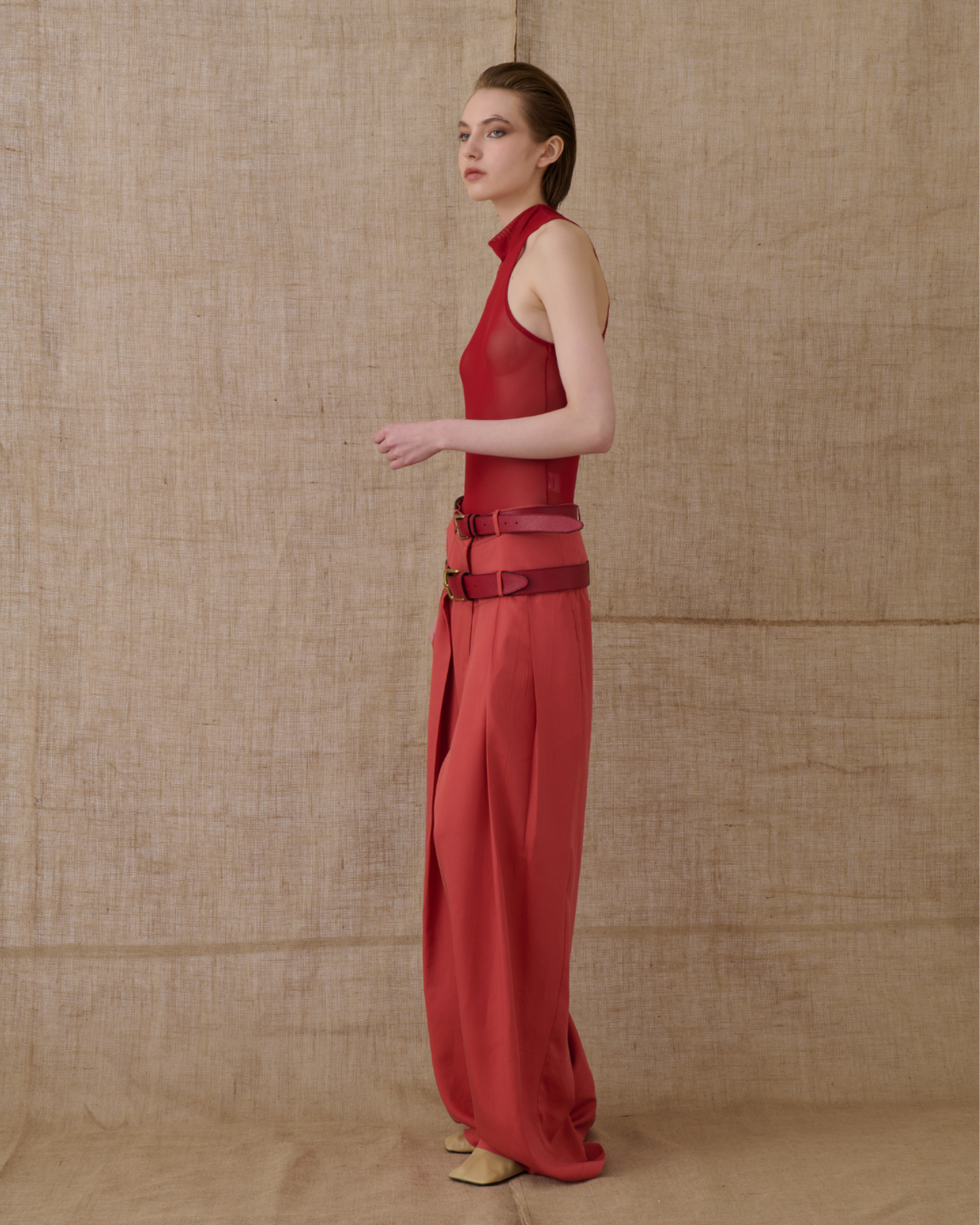 Picture of Sanguine Red Double-Belted Pants