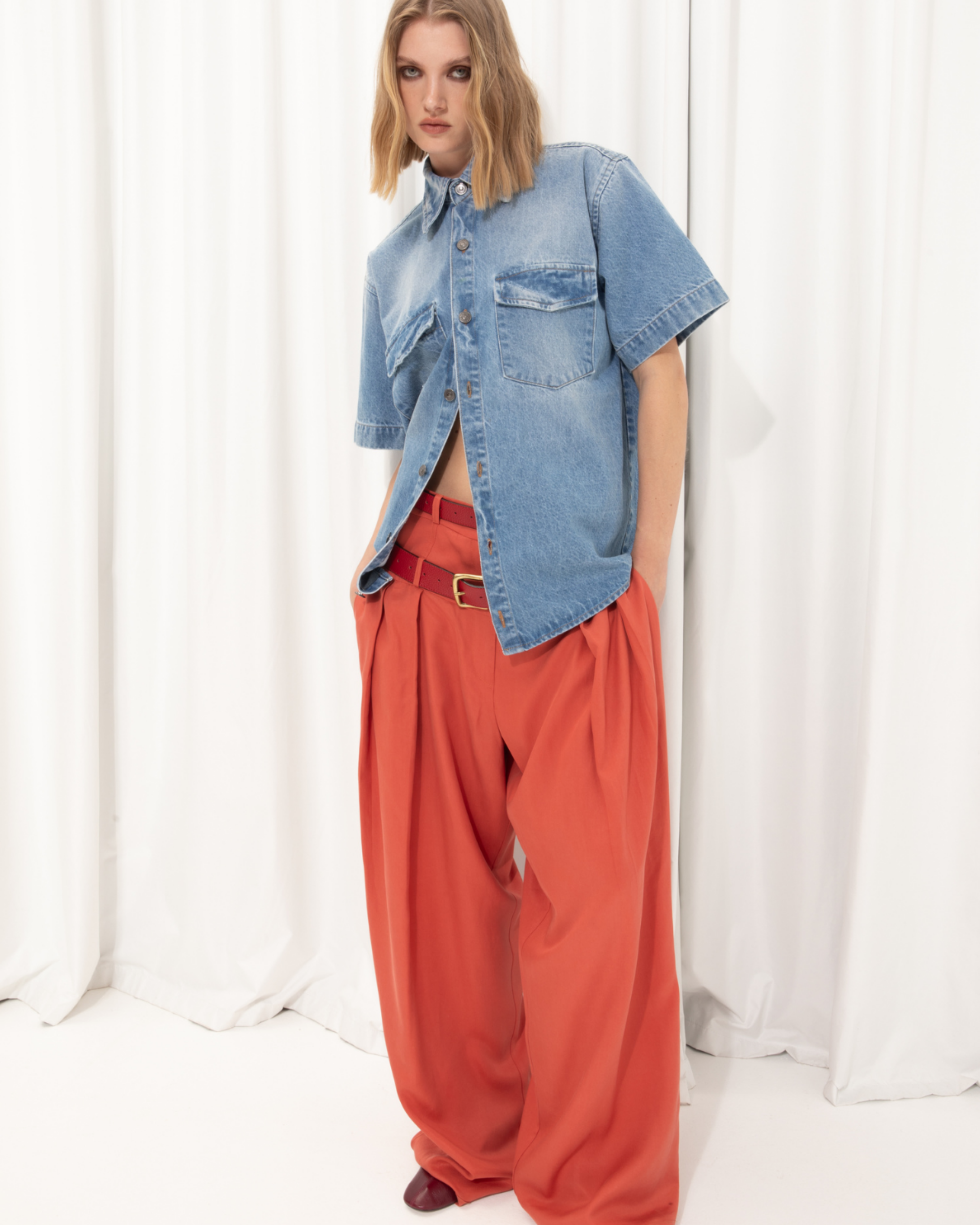 Picture of Sanguine Red Double-Belted Pants