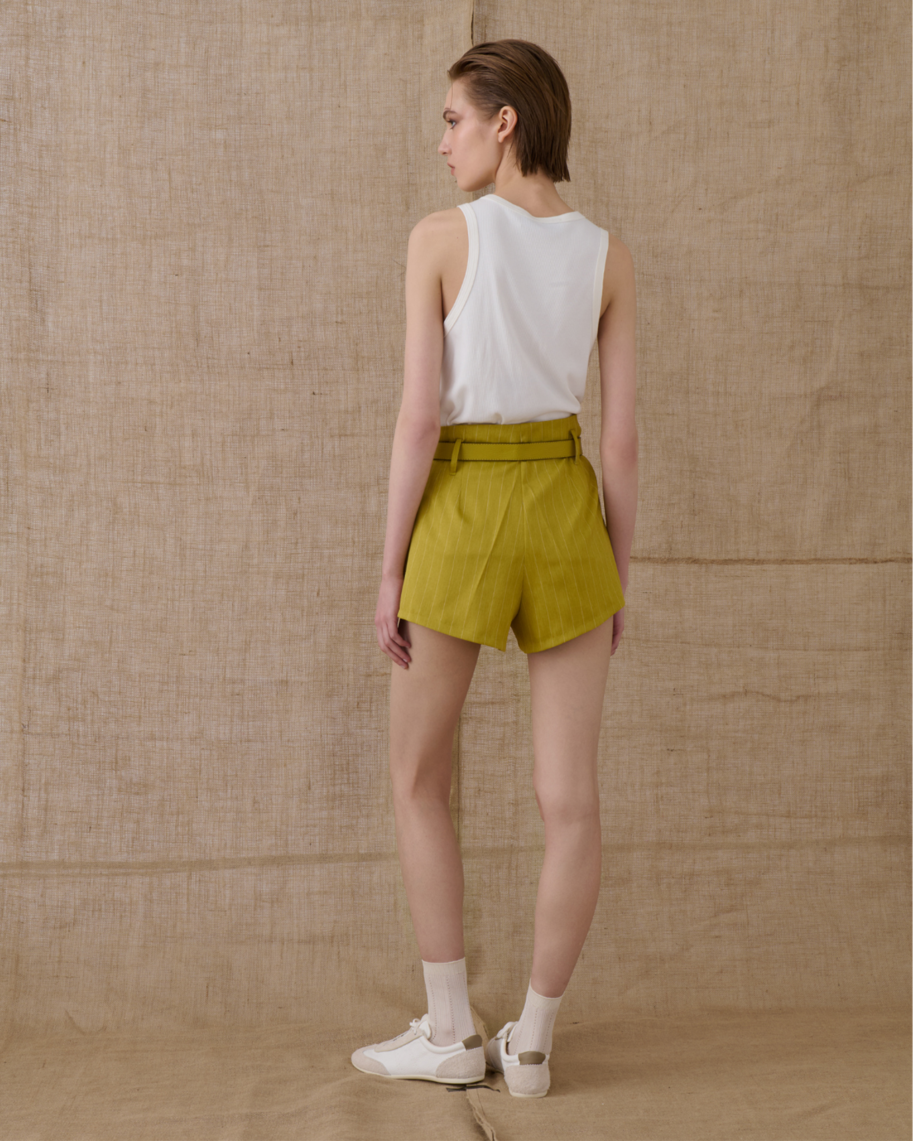 Picture of Striped Shorts in Lime Green