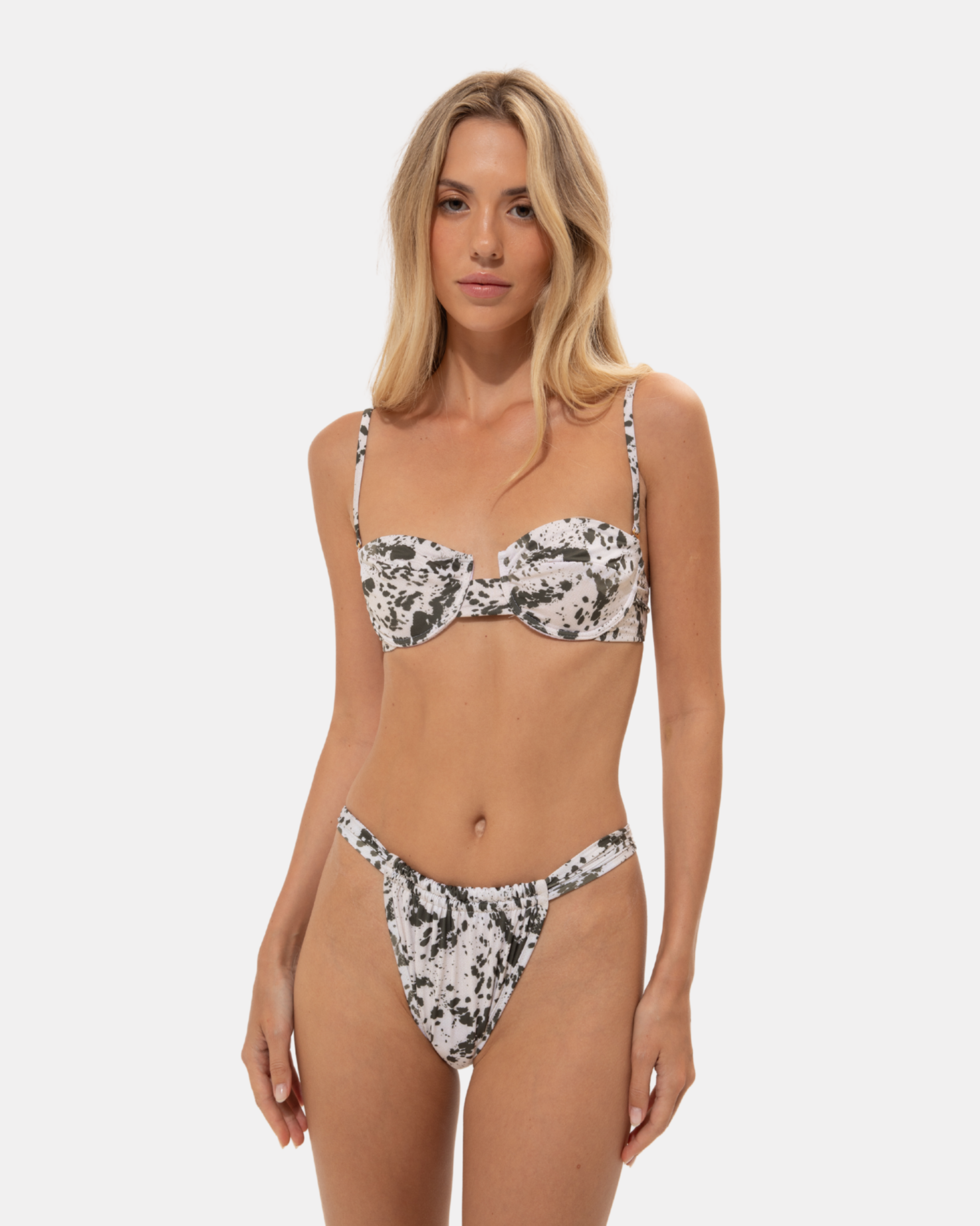 Picture of Animal Print Gathered Strap Bikini Bottoms