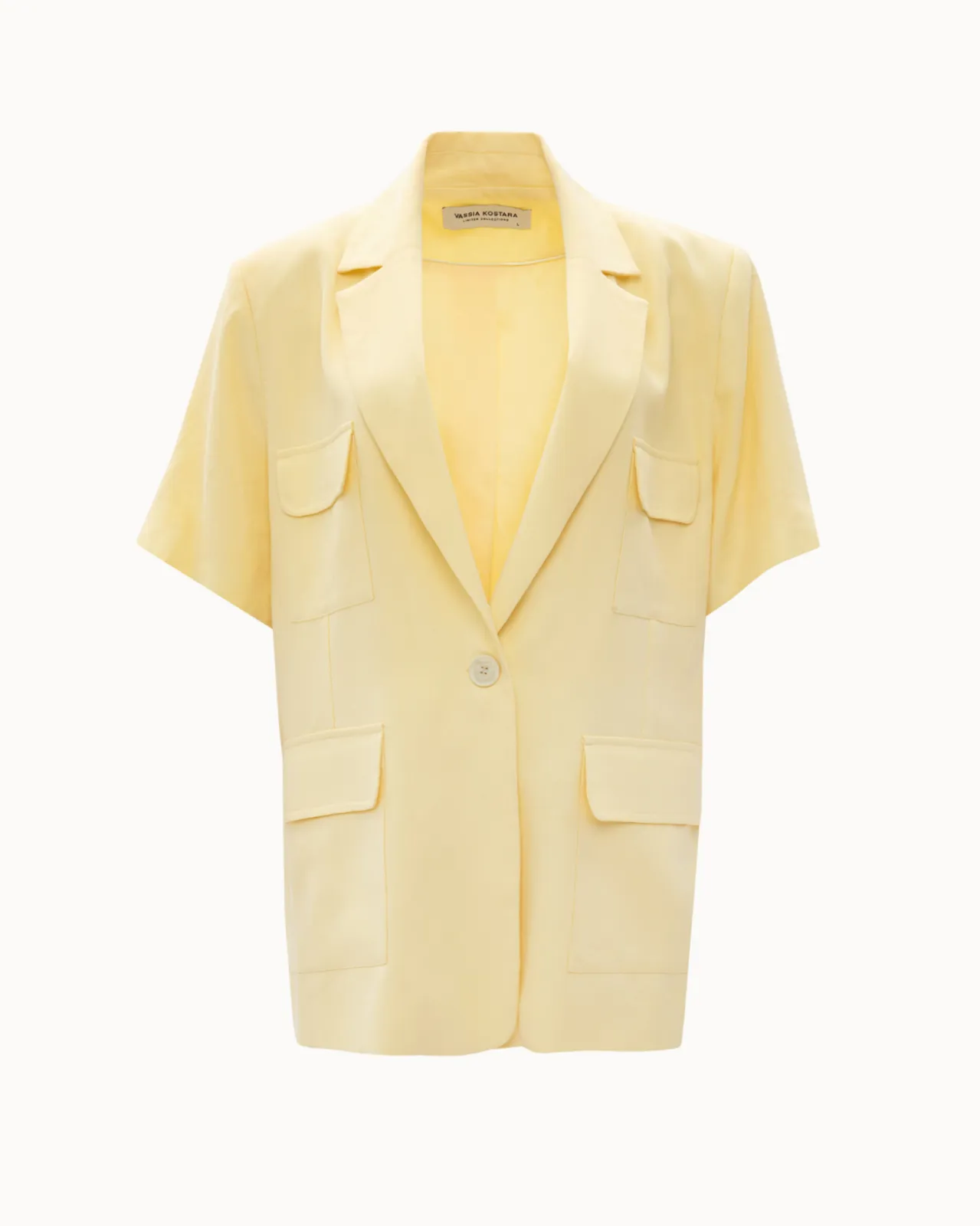Show details for Chamomile Yellow Short-Sleeved Blazer Picture of Chamomile Yellow Short-Sleeved Blazer