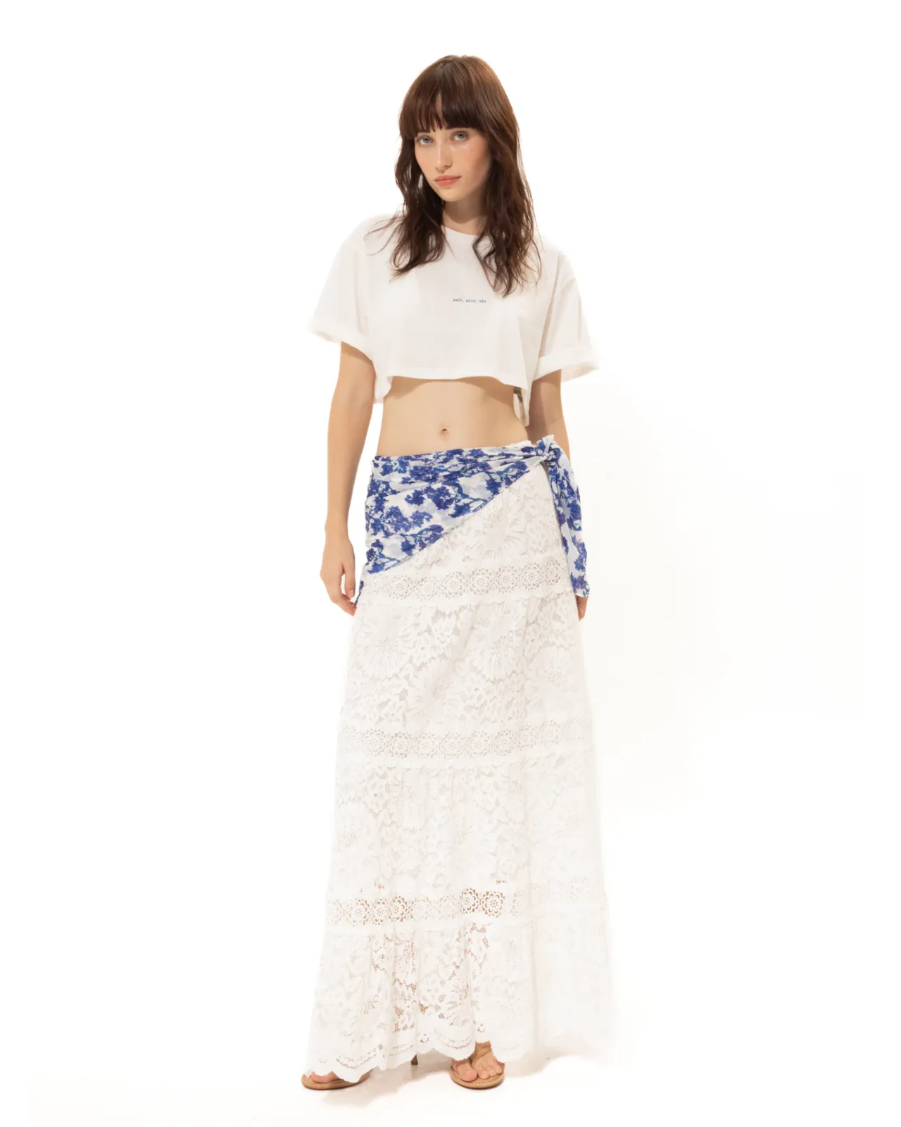 Show details for White Summer Lace Maxi Skirt Picture of White Summer Lace Maxi Skirt