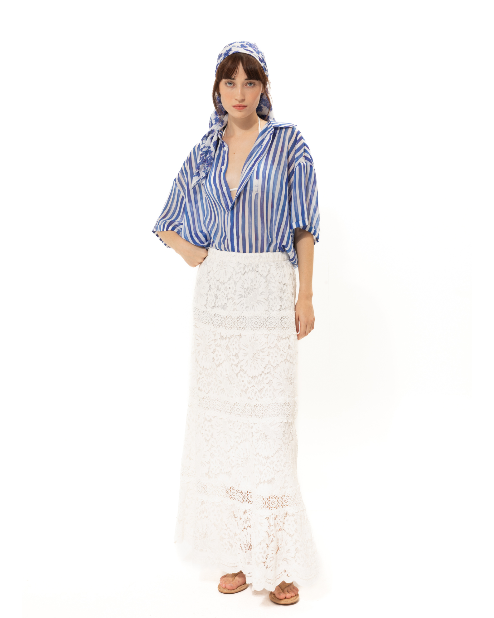 Picture of White Summer Lace Maxi Skirt