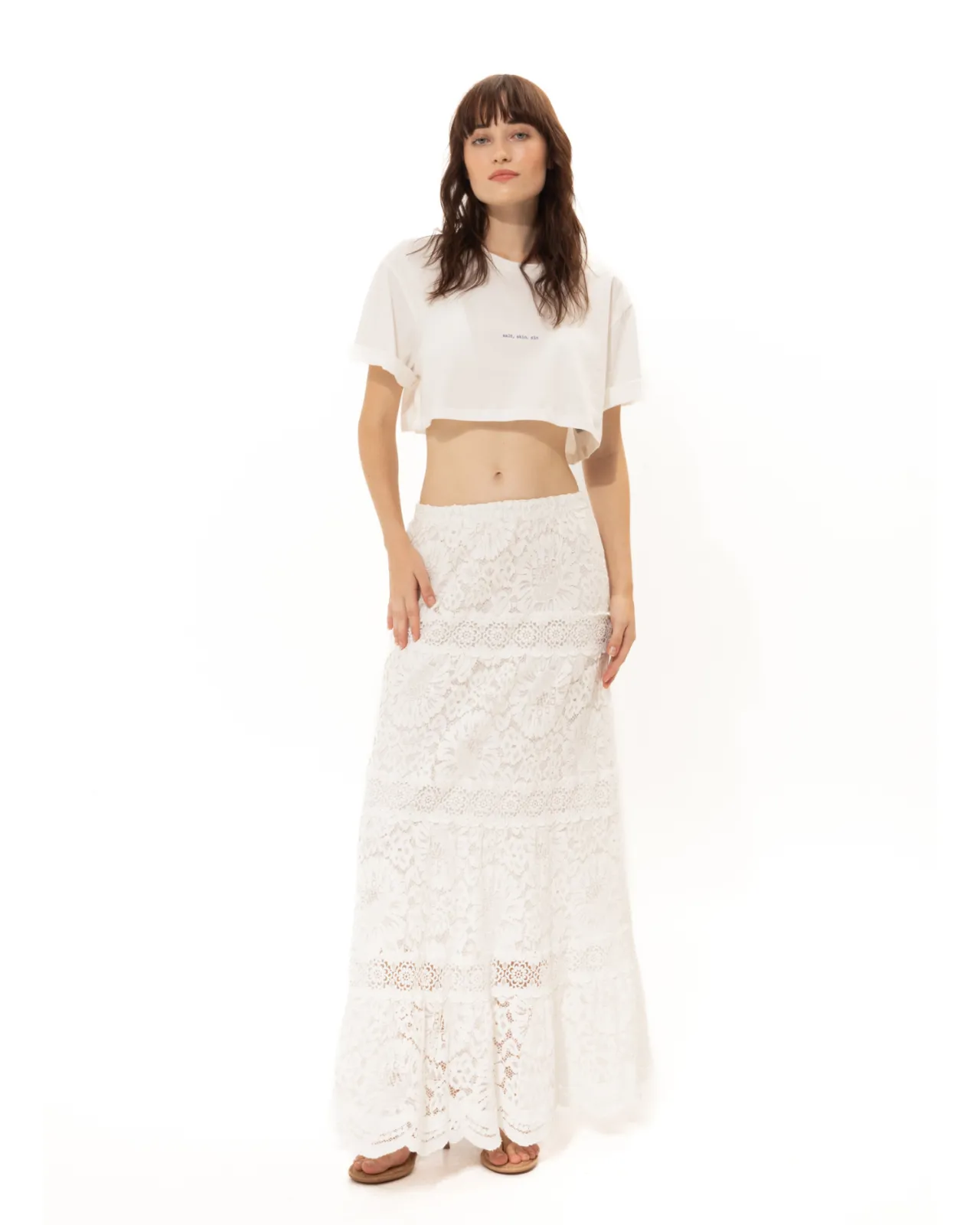 Show details for White Summer Lace Maxi Skirt Picture of White Summer Lace Maxi Skirt