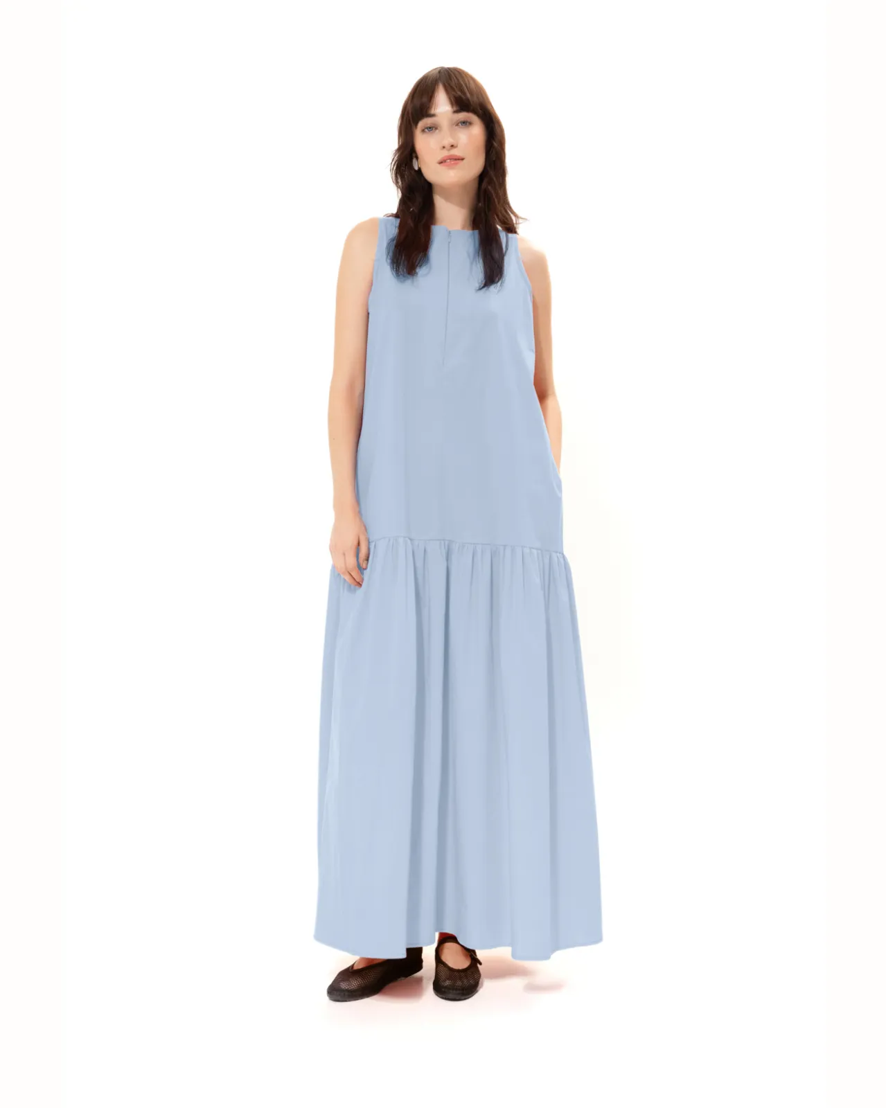 Show details for Sky Blue Cotton Dress Picture of Sky Blue Cotton Dress