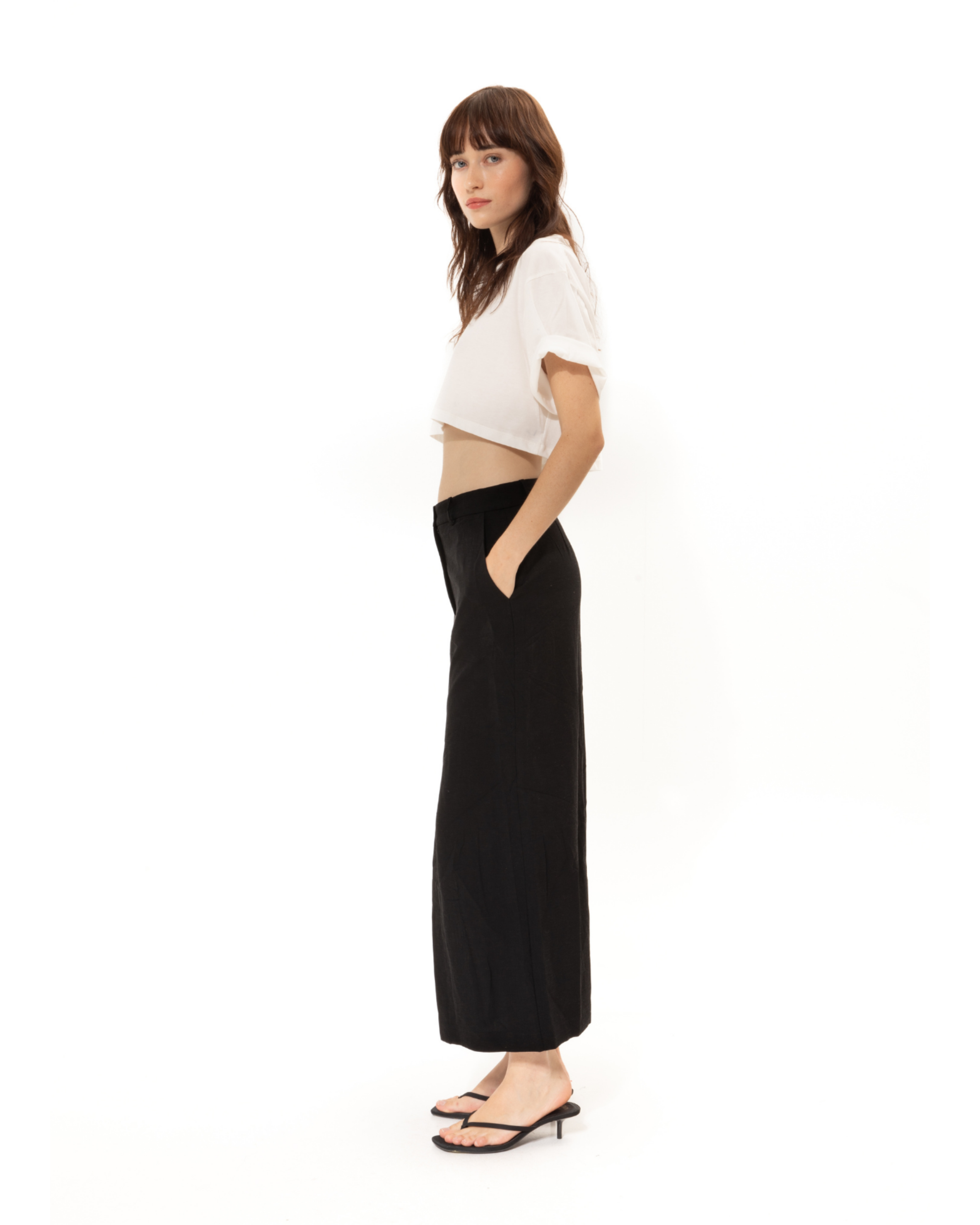 Picture of Black Straight-Line Midi Skirt